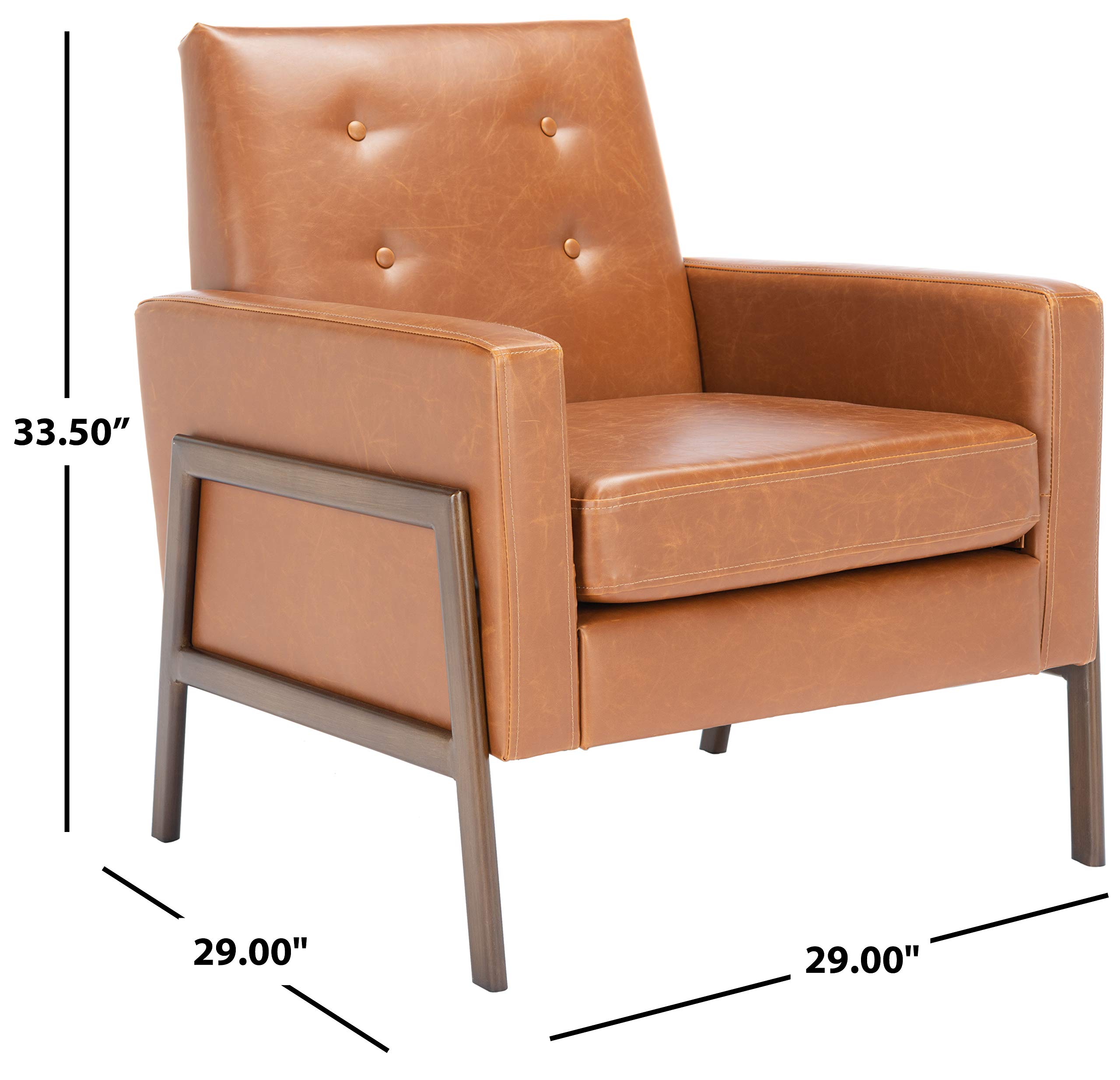 SAFAVIEH Roald Faux Leather Accent Club Chair ACH6209C - Light Brown/Antique Coffee - Modern Living Room Furniture for Home Office, Lounge & Reading Nook