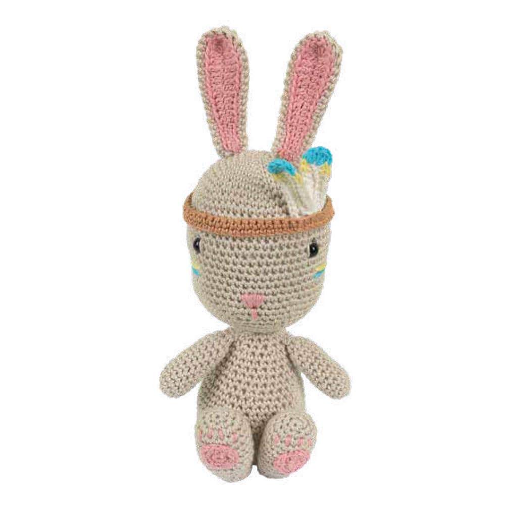 Tuva Frankie The Bunny Beige and Pink Amigurumi Crochet Stuffed Animal - Handmade Plush Toy for Kids, Nursery Decor, Baby Shower Gift, Easter Basket Filler