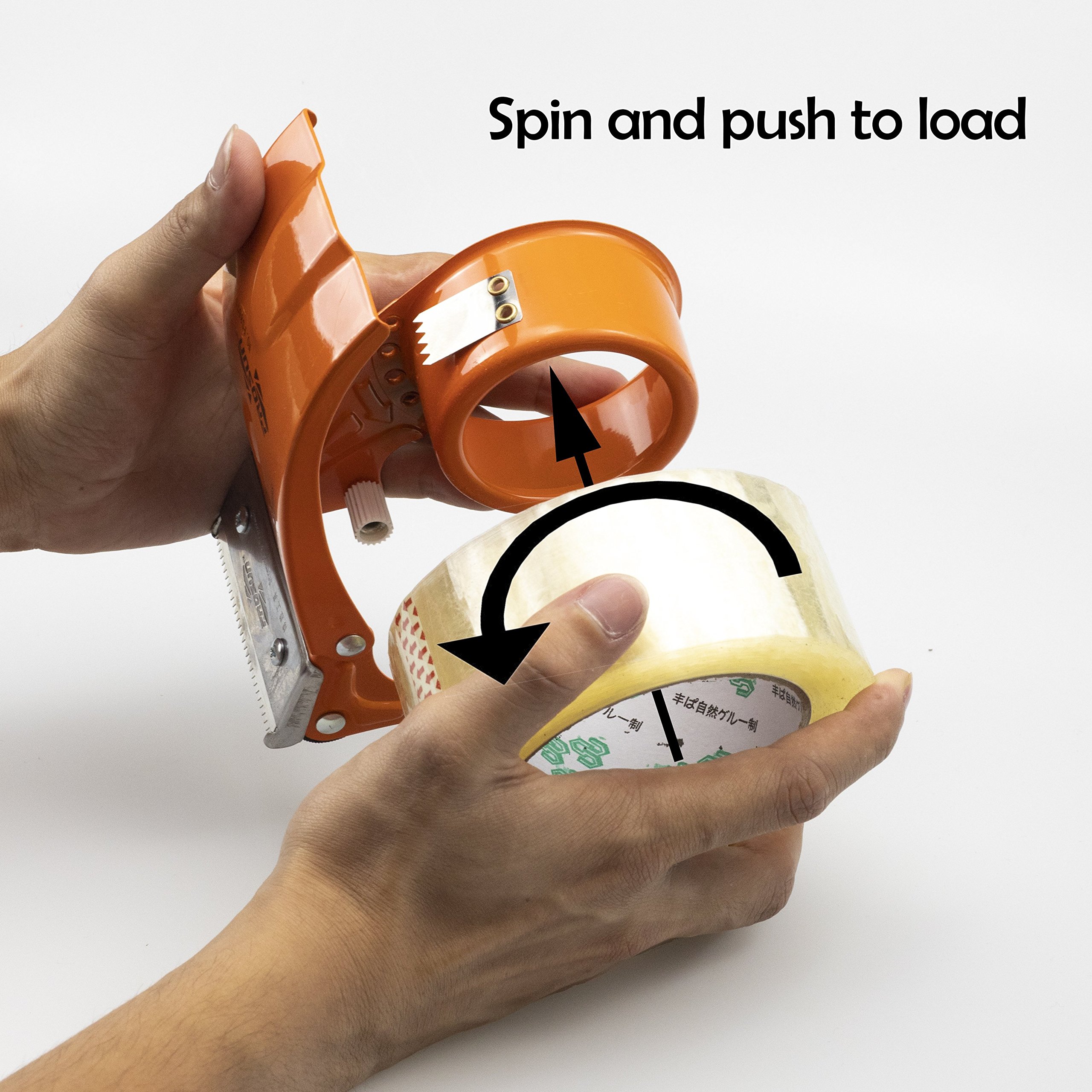 2 Inch Metal Handheld Tape Gun Dispenser - Heavy Duty Packing, Packaging & Sealing Tool with Built-in Cutter (Yellow) - Perfect for Shipping Boxes, Moving & Warehouse Use