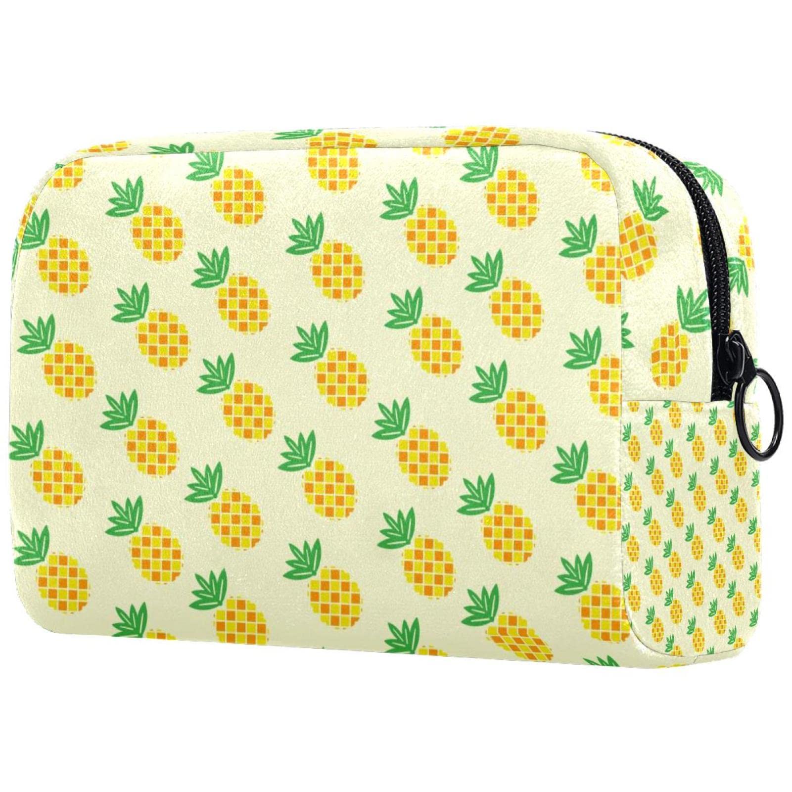 Premium Yellow Pineapple Cosmetic Bag for Women - Large Travel Toiletry Organizer | Perfect for Makeup Storage, Gym Essentials & Vacation Packing
