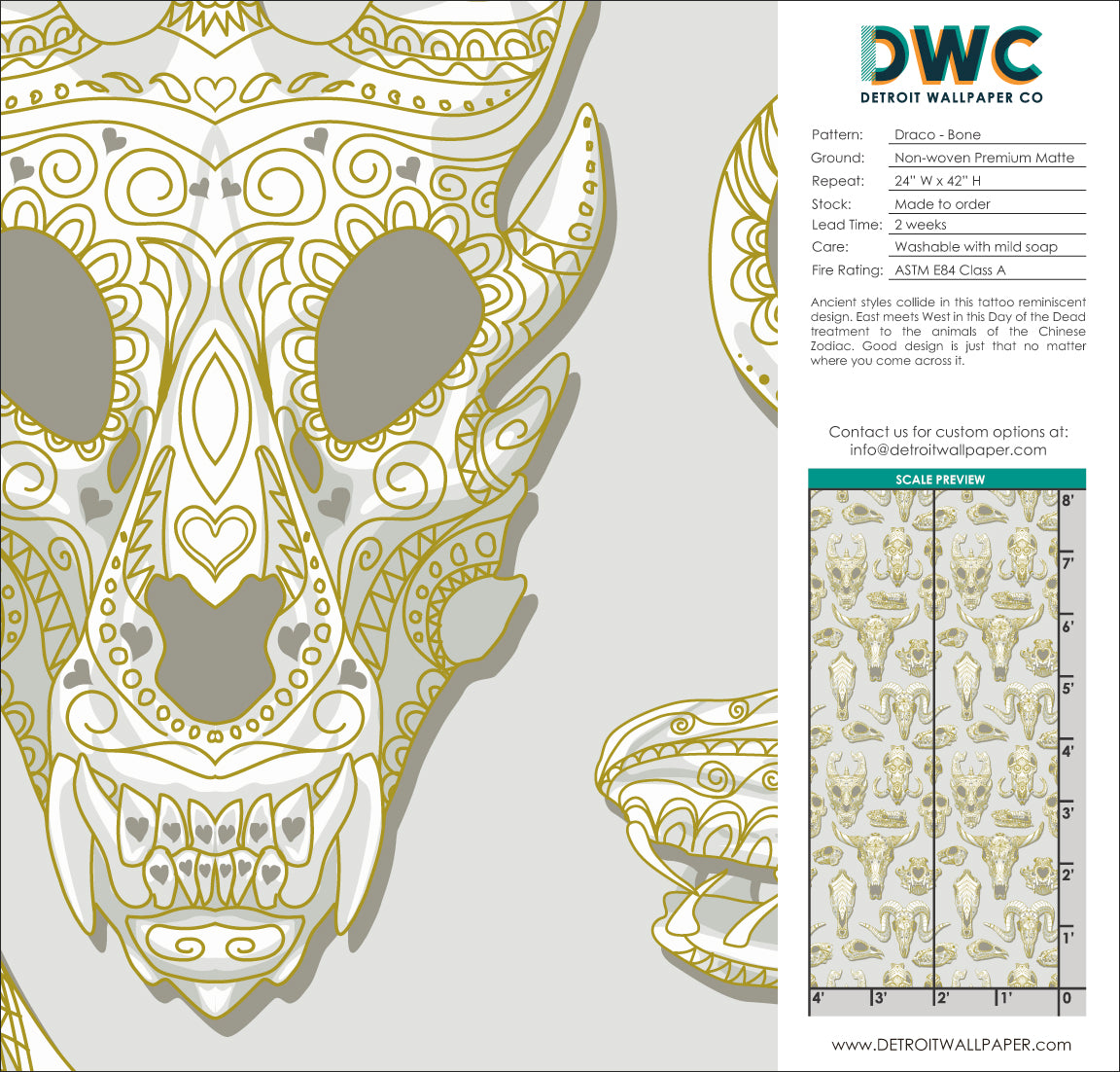 Draco Bone Wallpaper - Premium Self-Adhesive Peel and Stick Wallpaper for Home Decor - Perfect for Bedroom, Living Room, and Office Renovation