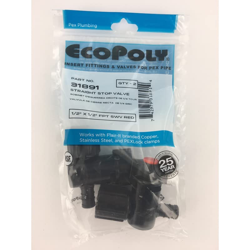 Flair-It Ecopoly 1/2 Inch PEX Barb x 1/2 Inch FPT Swivel Valve - 20 Pack (10 Cases x 2 Each) for Plumbing, Water Supply, and DIY Home Improvement Projects
