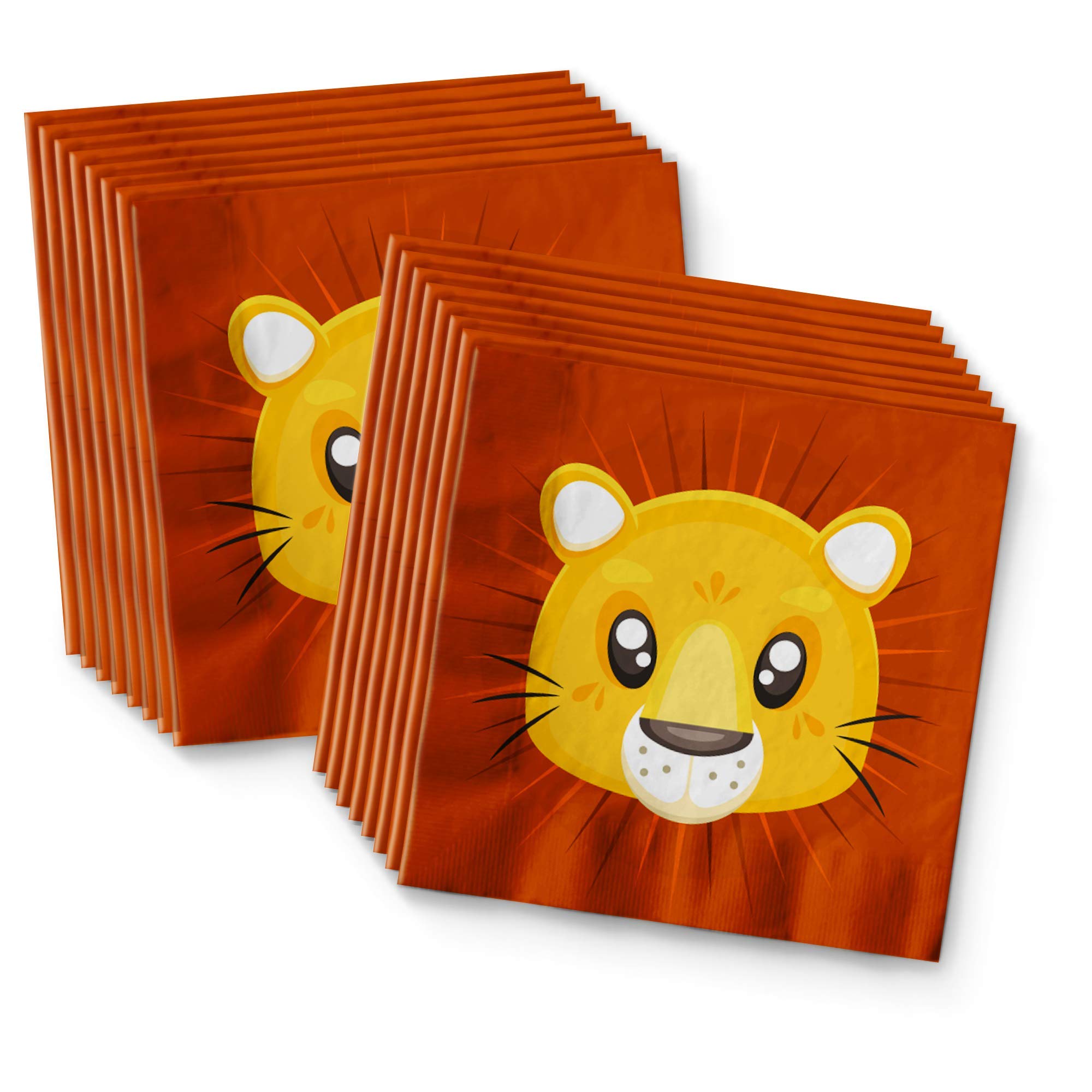 Lion Birthday Party Supplies Set - King of The Jungle Theme - Jungle Animal Party Decorations - Zoo & Safari Lion Tableware Kit for 16 Guests - Includes Plates, Napkins, Cups - Perfect for Kids Birthday, Baby Shower, Wild One Party