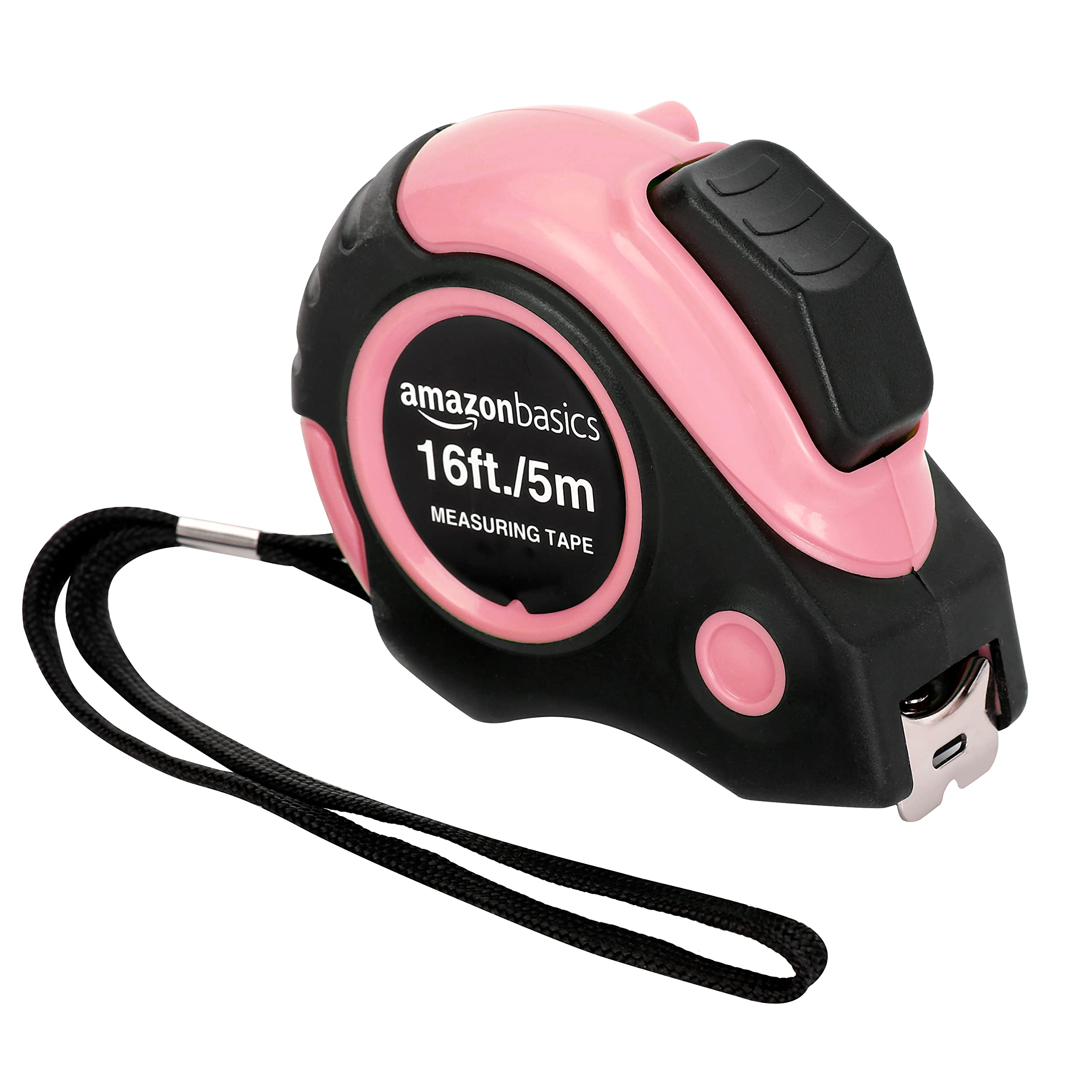 Amazon Basics 16-Foot Pink Tape Measure - Retractable, Durable & Easy to Read - Perfect for DIY Projects, Home Improvement & Crafting