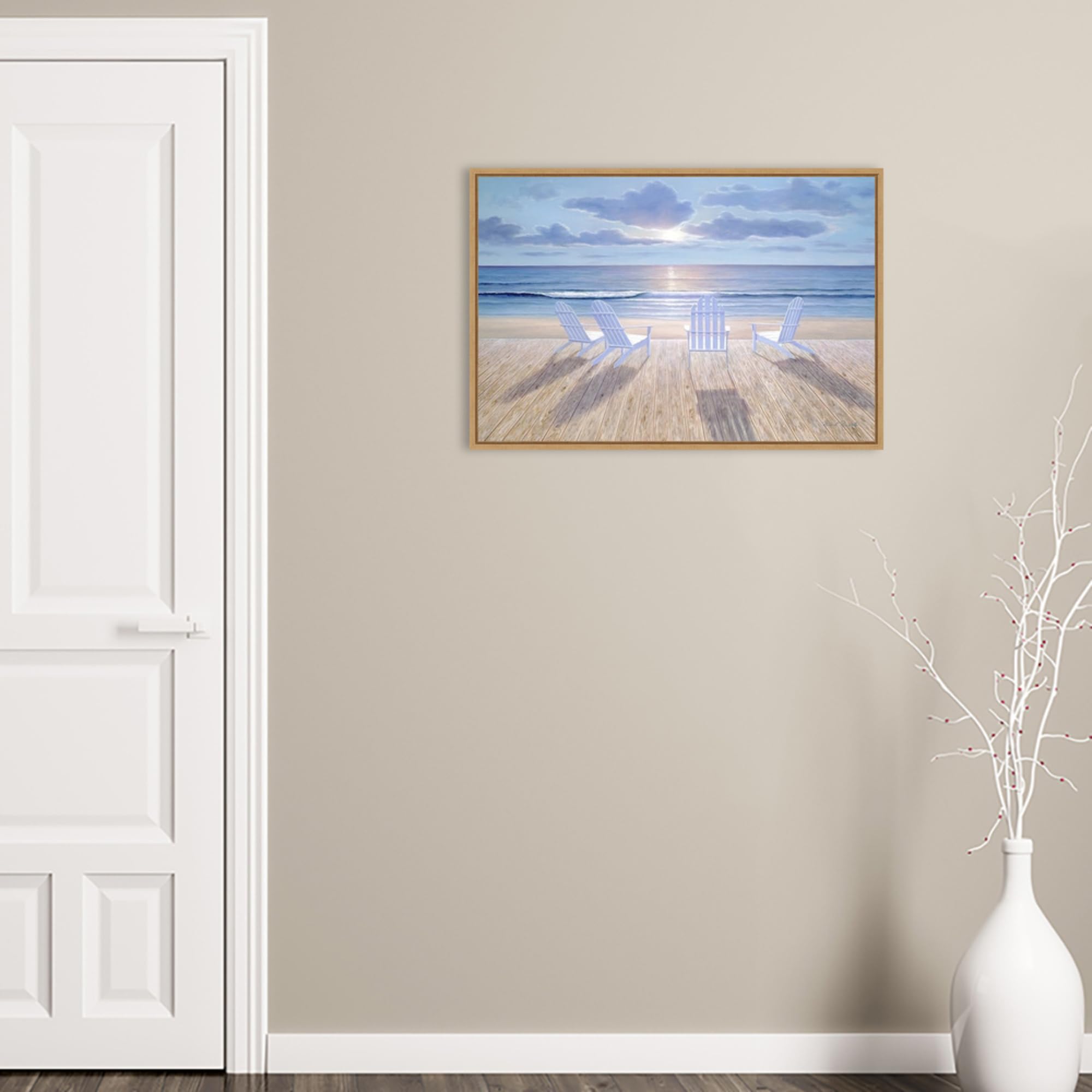 Amanti Art Framed Canvas Wall Art 23x33 - Friends and Lovers by Diane Romanello, Beach Themed Framed Painting, Modern Home Decor for Living Room, Bedroom, Bathroom & Kitchen - Perfect for Coastal Style Interiors and Gift Giving