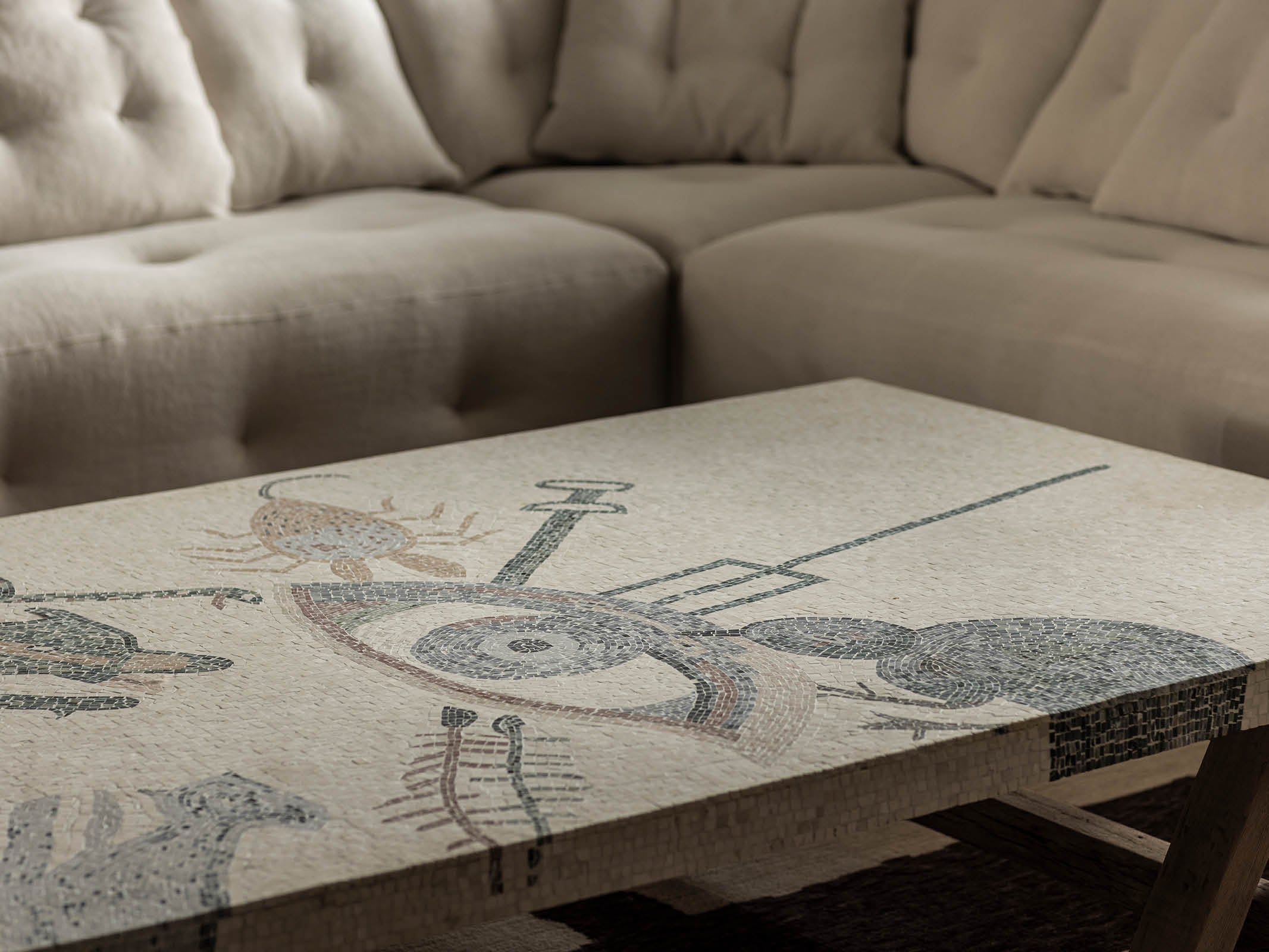Modern A-Frame Mosaic Coffee Table - Stylish Living Room Furniture for Home & Office Decor - Perfect for Lounges, Apartments, and Workspaces