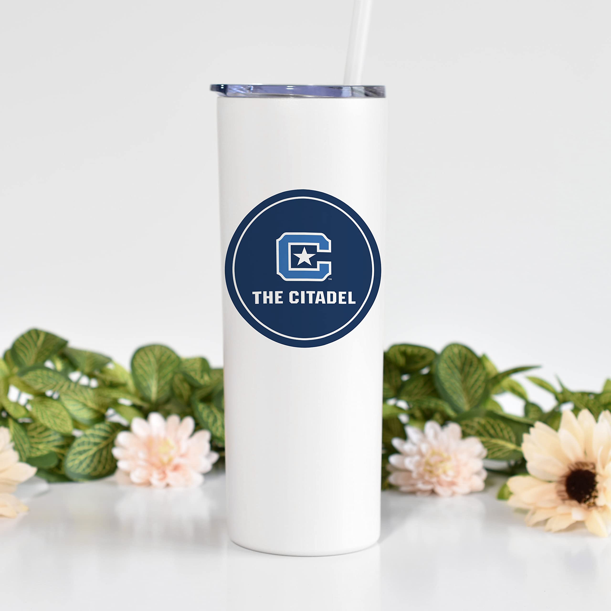 The Citadel Skinny Stainless Steel Tumbler with Straw & Lid - 20oz Double Wall Insulated Water Bottle - Keeps Drinks Hot/Cold for Hours - Perfect for Office, Gym, Travel & Outdoor Activities