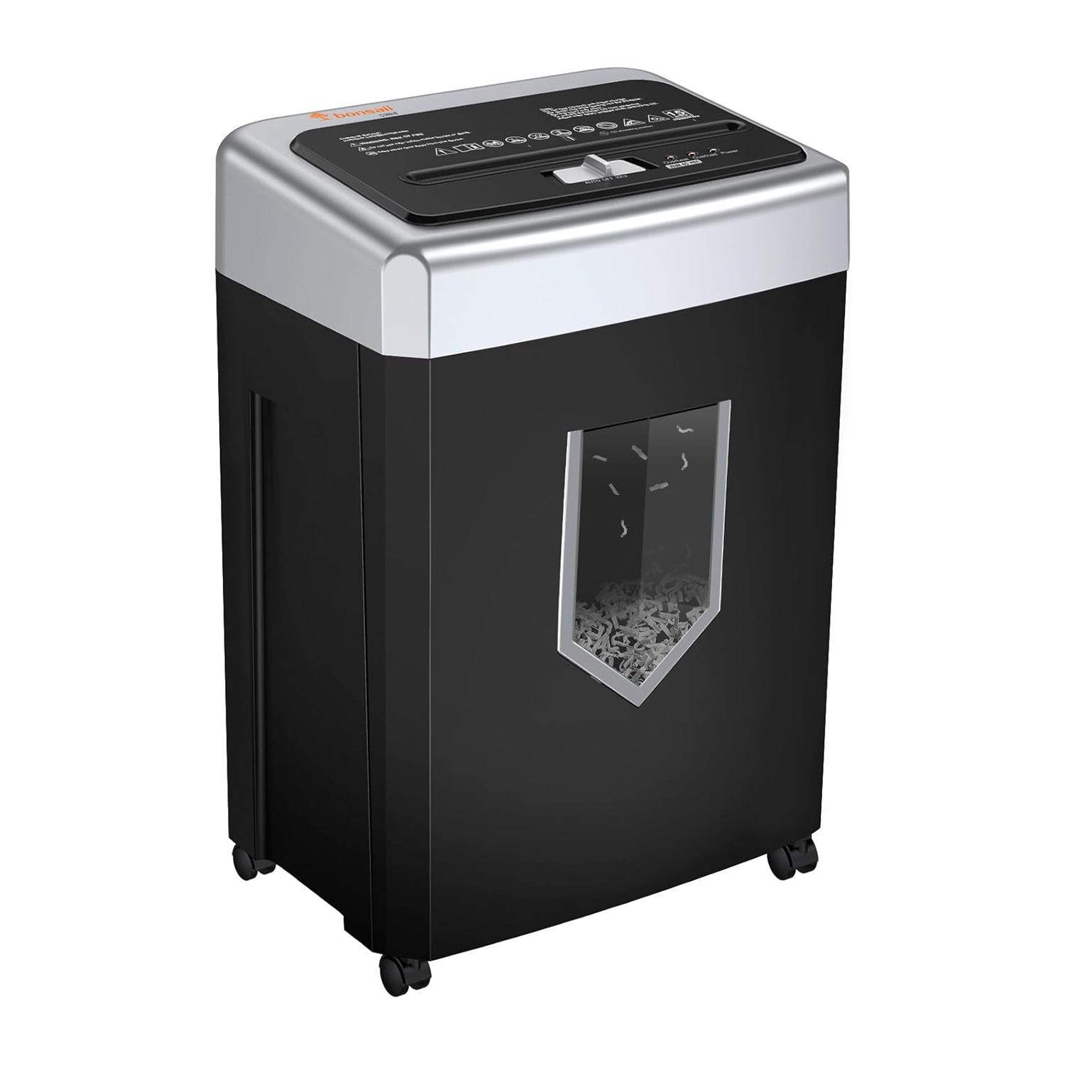 Bonsaii 15-Sheet Cross Cut Paper Shredder for Home & Office - Heavy Duty 40-Minute Run Time with Anti-Jam Technology - Securely Shreds CDs, Credit Cards & Staples - 5 Gallon Pullout Bin - Perfect for Document Security & Small Office Organization