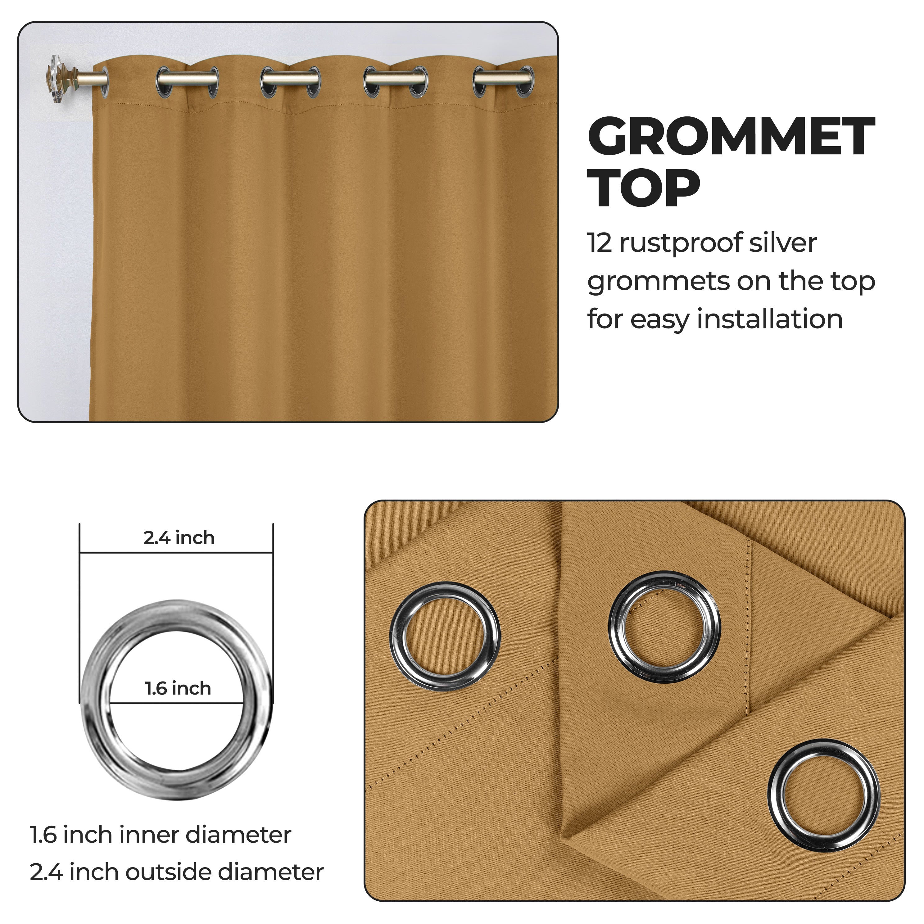 Blackout Curtains Set of 2 - Machine Washable, Room Darkening, Noise Reducing & Thermal Insulated for Bedroom, Nursery & Home Theater