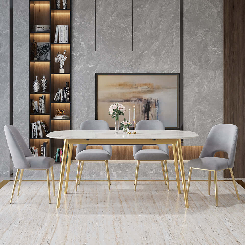 Modern Black Upholstered Dining Chairs Set of 2 - Hollow Back Design with Gold Metal Legs - Perfect for Kitchen, Dining Room & Home Decor