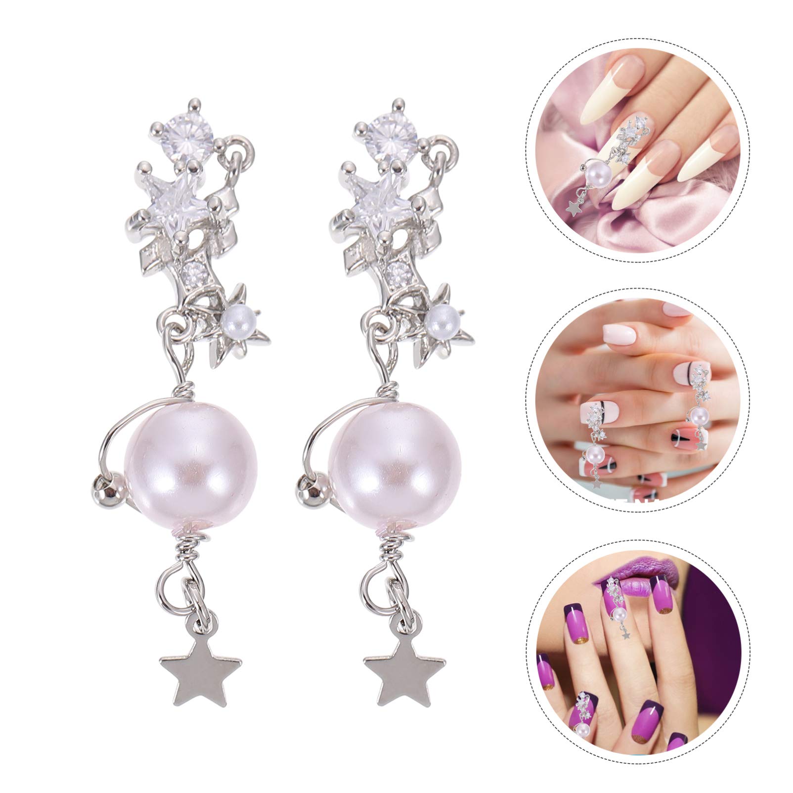 Beaupretty 2PCS Nail Art Pearl Chains - Creative Delicate Nail Decorations for DIY Manicure, Wedding & Party Nail Designs