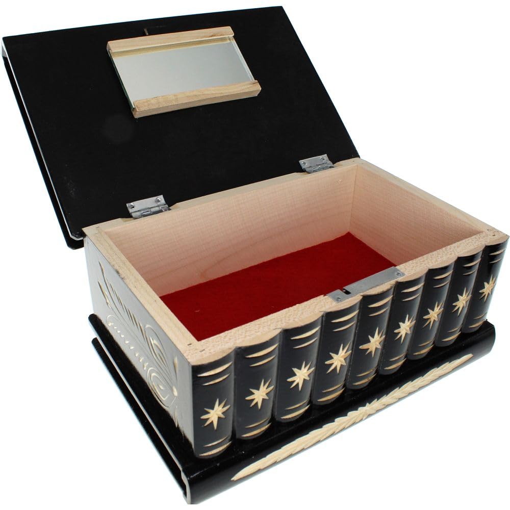 Extra Large Black Romanian Wooden Puzzle Box - Handcrafted Secret Storage for Jewelry, Cash & Collectibles | Unique Gift & Home Decor