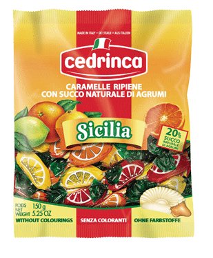 Premium Sicilian Cedrinca Candies - 5.25oz Bags (6-Pack) | Authentic Italian Citrus Treats for Gifts, Parties & Dessert Toppings