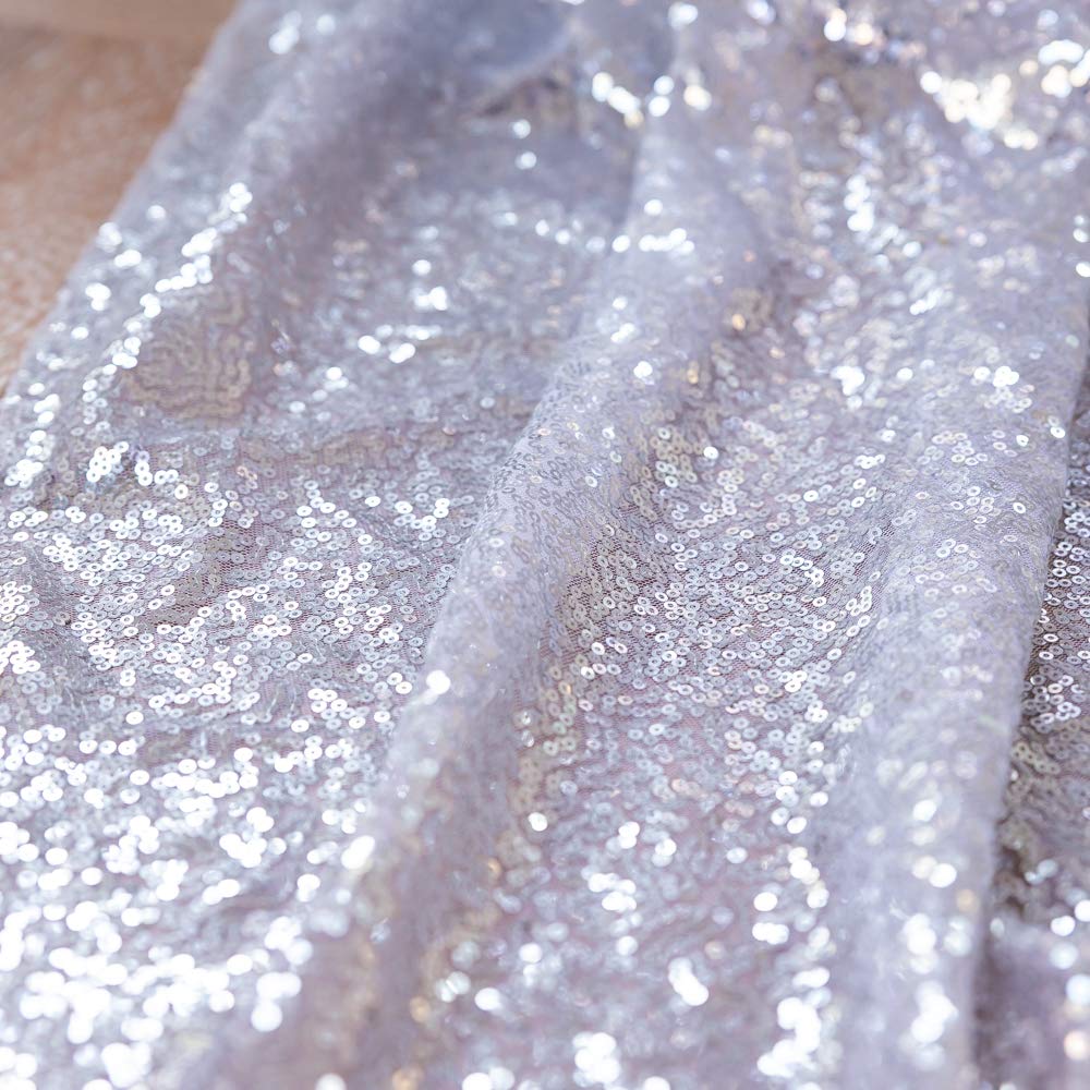 90 Inch Round Silver Sequin Tablecloth - Sparkly Glitter Table Cover for Weddings, Bridal Showers, Birthday Parties & Prom Decor | Elegant Dining & Event Table Overlay
