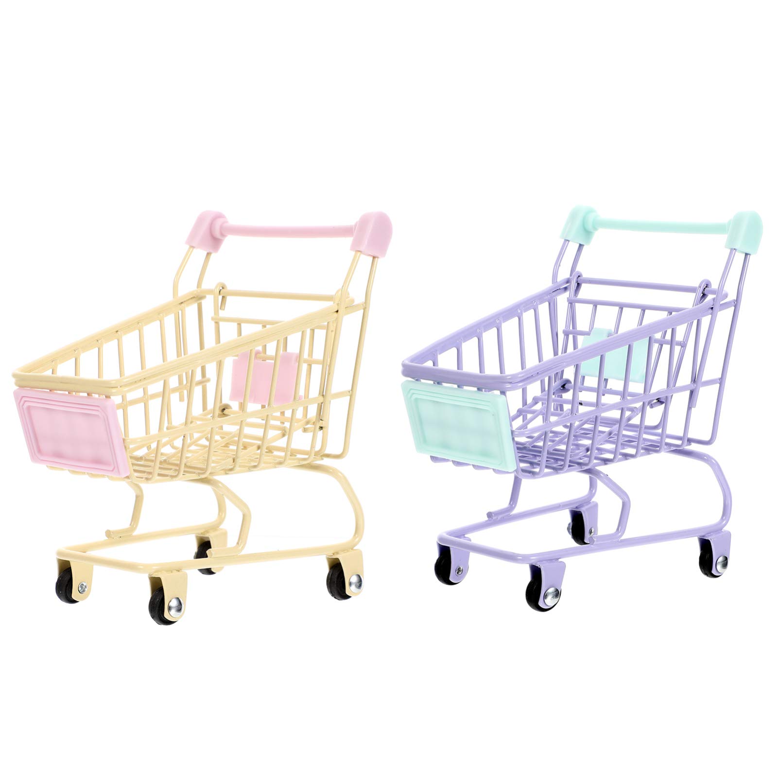 ABOOFAN 2-Pack Mini Shopping Cart - Supermarket Style Handcart for Kids Play, Desk Storage & Toy Organizer - Perfect for Pretend Play, Home Organization & Classroom Accessories