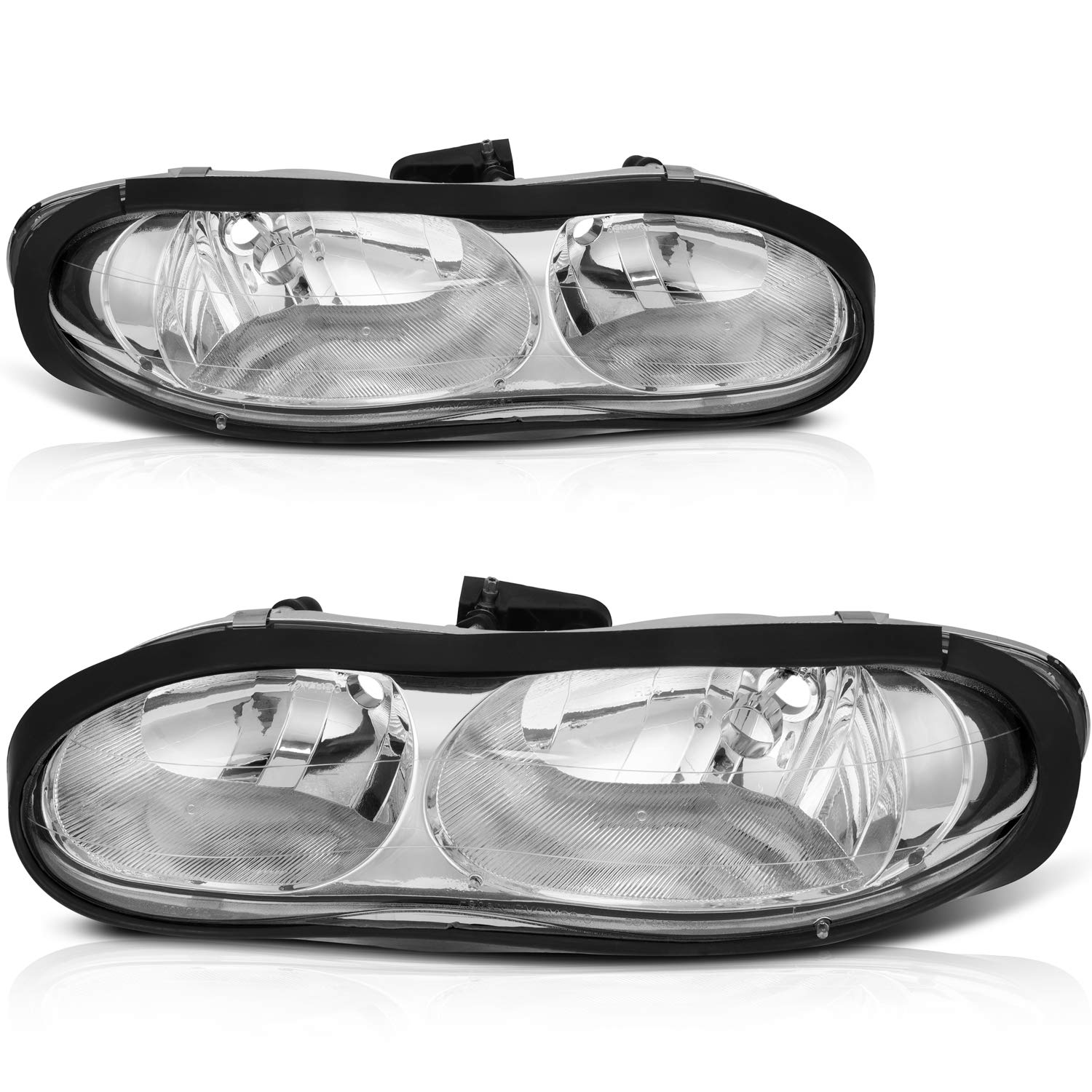 SCITOO Pair Headlight Assembly for Chevrolet Camaro 1998-2002 - Chrome Housing & Clear Lens - Replacement Part #16525313 GM2503211 (Bulbs Not Included) - Perfect for Night Driving & Car Restoration Projects