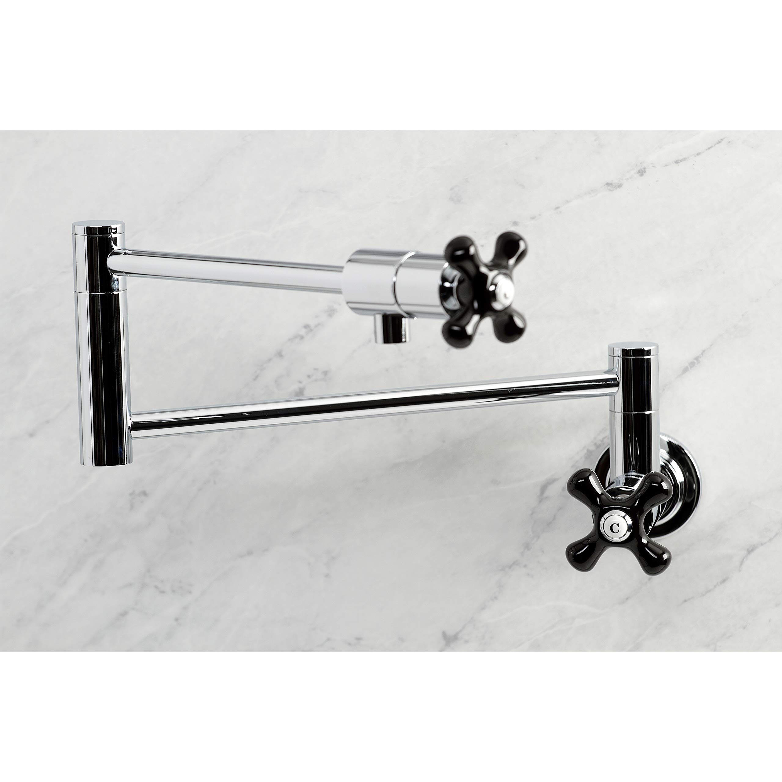 Kingston Brass KS4101PKX Duchess Wall Mount Pot Filler in Polished Chrome - Perfect for Kitchen Sink & Stove Area, Ideal for Cooking & Filling Large Pots