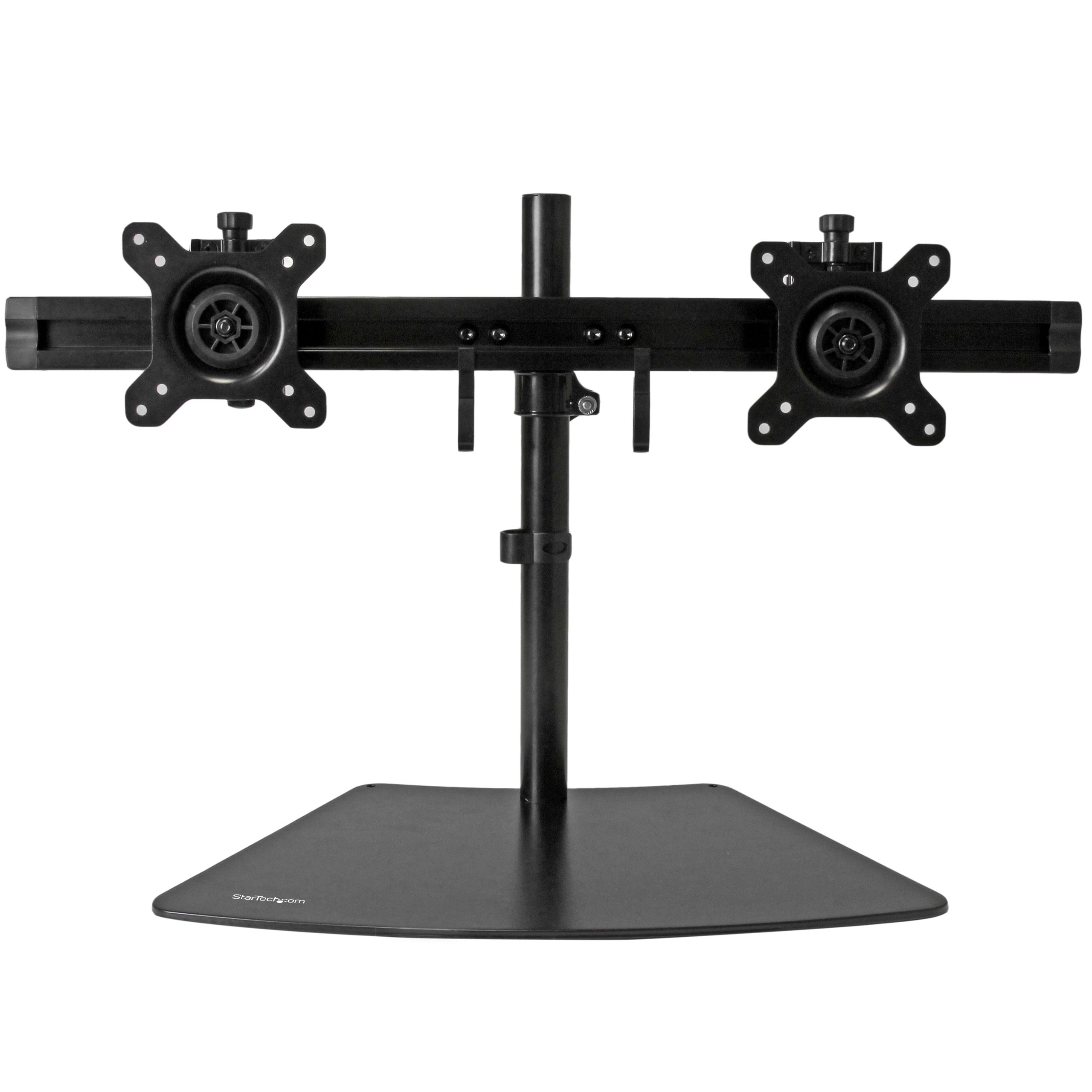 StarTech.com Dual Monitor Stand for 12'' to 24'' Screens - Adjustable VESA Mount with Low Profile Base - Horizontal Desk Mount for Home & Office (ARMBARDUO) | Perfect for Workspace Setup, Gaming & Productivity