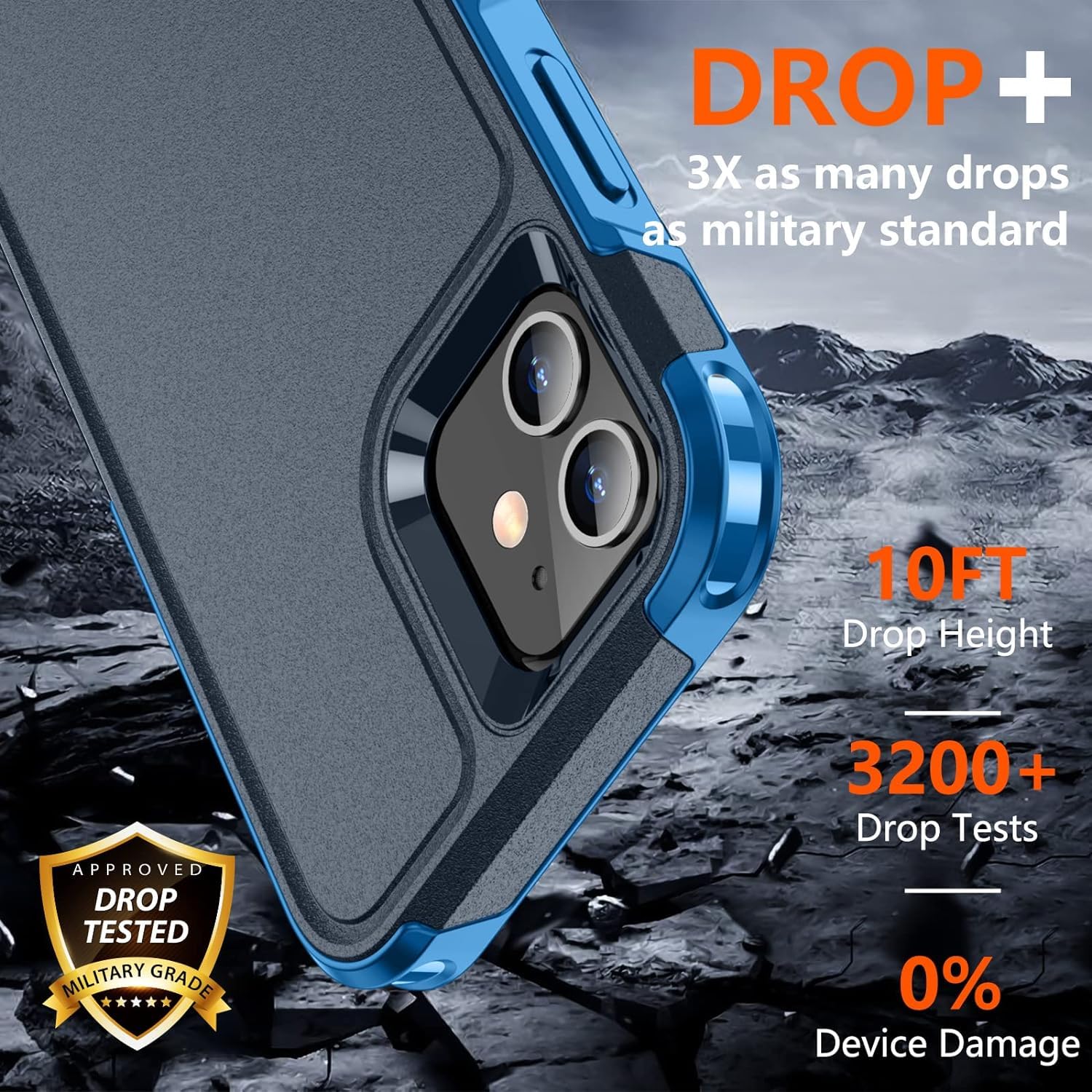SPIDERCASE Shockproof iPhone 12/12 Pro Case - Durable Dark Blue Protective Cover for iPhone 12 & iPhone 12 Pro | Perfect for Outdoor Activities, Work & Daily Use