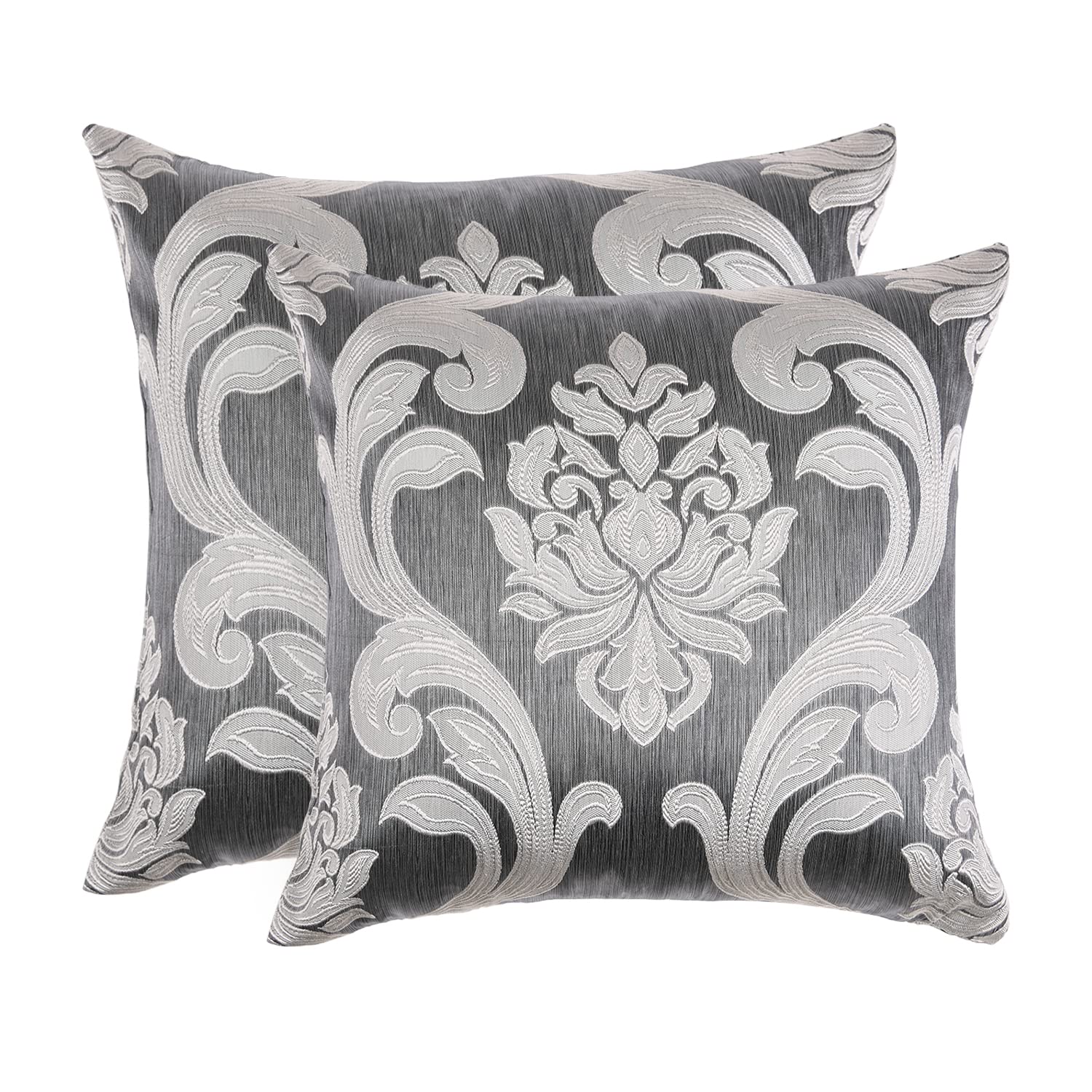NAPEARL Jacquard Throw Pillow Covers Set of 2 - 16x16 Inch Decorative Cushion Covers for Sofa, Couch, Bed - Grey Luxury Pillowcases for Living Room, Bedroom & Home Decor - Perfect for Cozy Evenings and Stylish Interior Design
