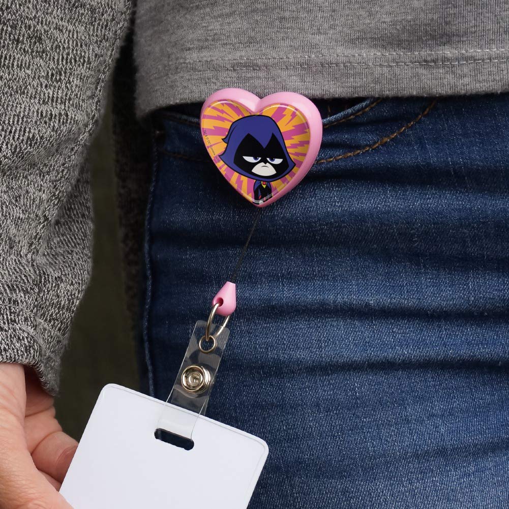 Teen Titans Go! Raven Heart Lanyard with Retractable Reel - Stylish Badge ID Card Holder for Work, School & Comic Con Events