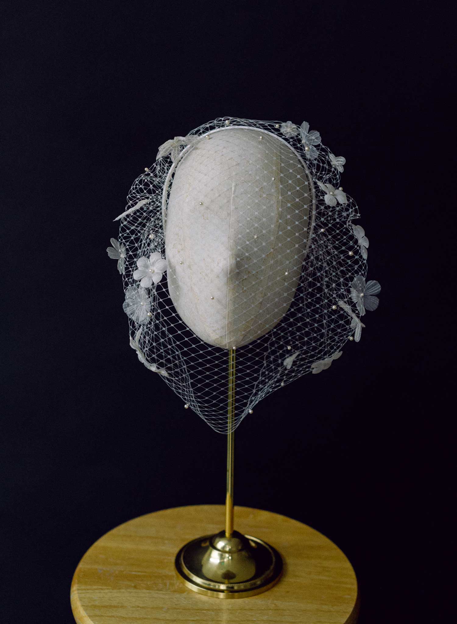 Elegant Silk & Lace Birdcage Wedding Veil with Floral Detailing - Style #2451 | Perfect for Vintage Bridal Looks, Garden Weddings & Boho Chic Ceremonies