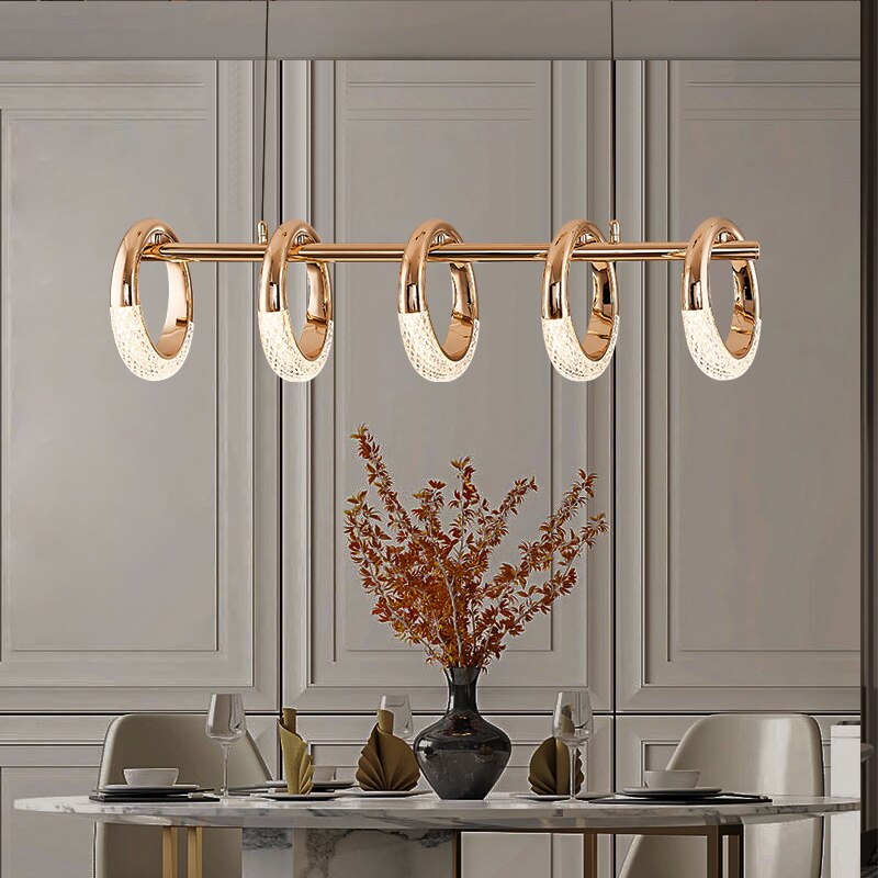 Crystal Loops Hanging Light Fixture - Modern Glass Pendant Lighting for Dining Room, Bedroom & Living Room Decor