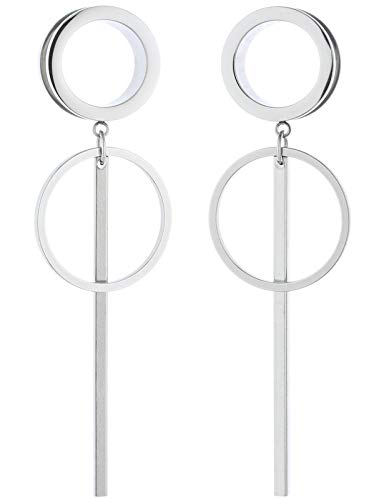 6mm-25mm 316L Surgical Steel Dangle Ear Gauges - Hypoallergenic Piercing Tunnels & Plugs for Stretching - Statement Earrings for Women & Men - Perfect for Parties, Concerts and Alternative Fashion