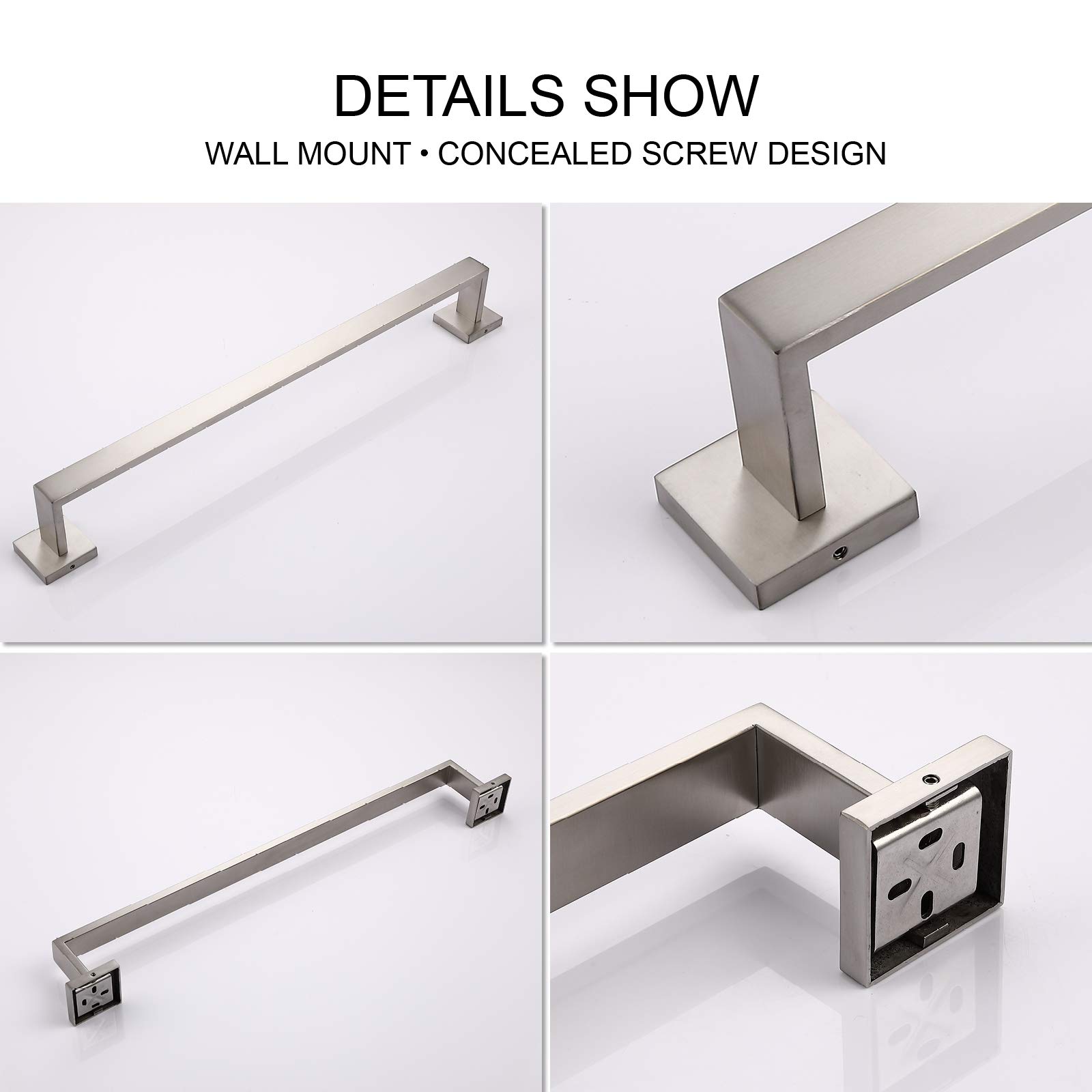 TASTOS 23.6 Inch Black Stainless Steel Towel Bar - Heavy Duty SUS 304 Brushed Nickel Towel Rack for Bathroom & Kitchen - Wall Mounted with Screws - Perfect for Hand Towels, Dish Towels & Bath Towels