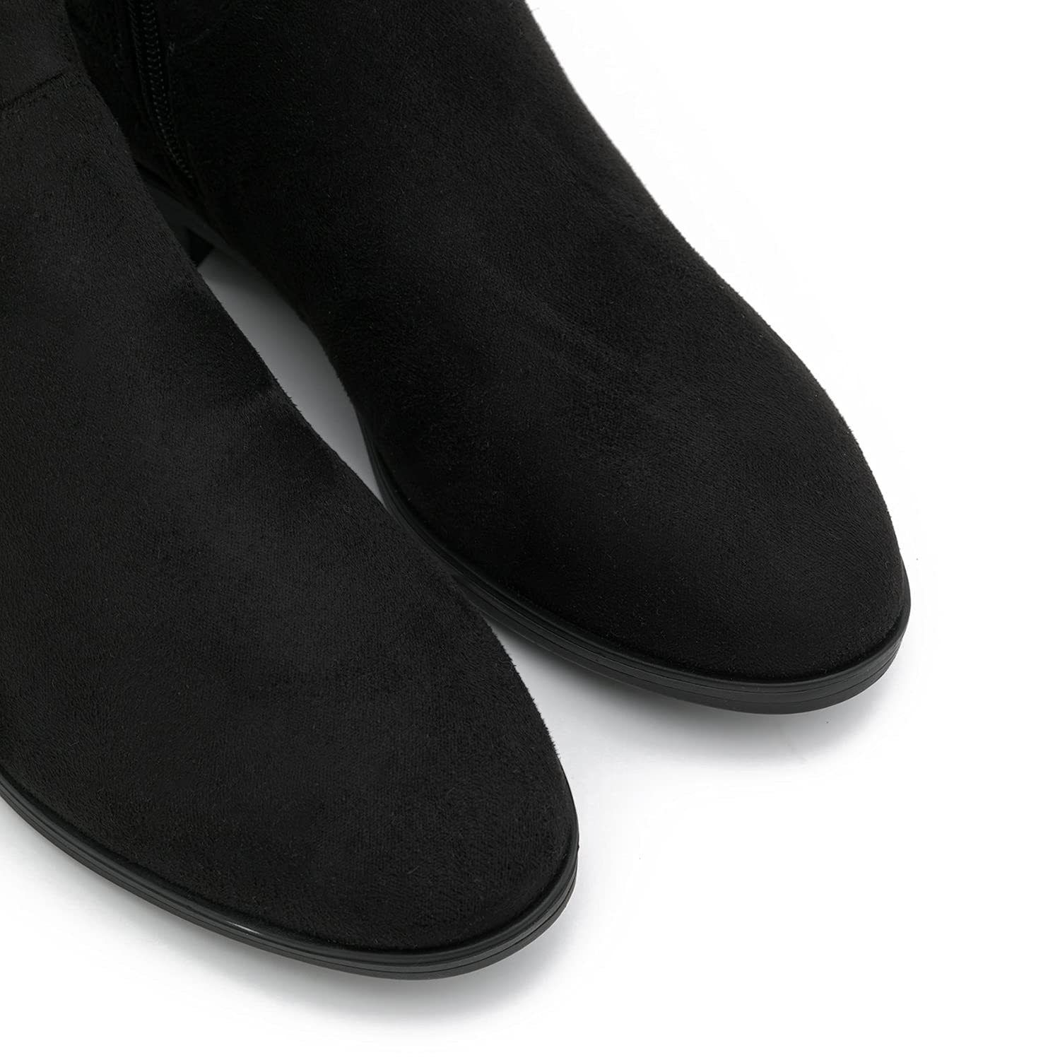 MOOMMO Women's Suede Mid Calf Slouch Boots - Flat Heel Winter Boots with Side Zipper, Wide Calf & Round Toe (US 4-13) | Retro Casual Comfy Boots for Everyday Wear, Office & Winter Outfits