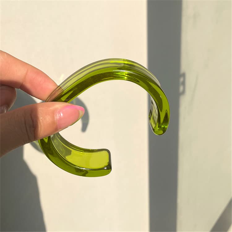 Lightweight Colorful Acrylic Resin Open Cuff Bracelet - Chunky & Thin Style Transparent Bangle for Women & Girls - Fashion Jewelry for Casual Wear, Parties & Everyday Accessories