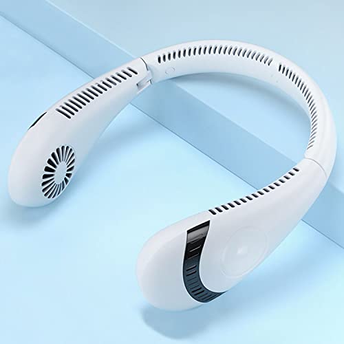 Portable Neck Fan with 50000mAh Battery - 3 Speed Adjustable, USB Rechargeable, Bladeless & Foldable Personal Cooling Fan for Women - Perfect for Office, Outdoor, Travel, Gym & Summer Activities (White)