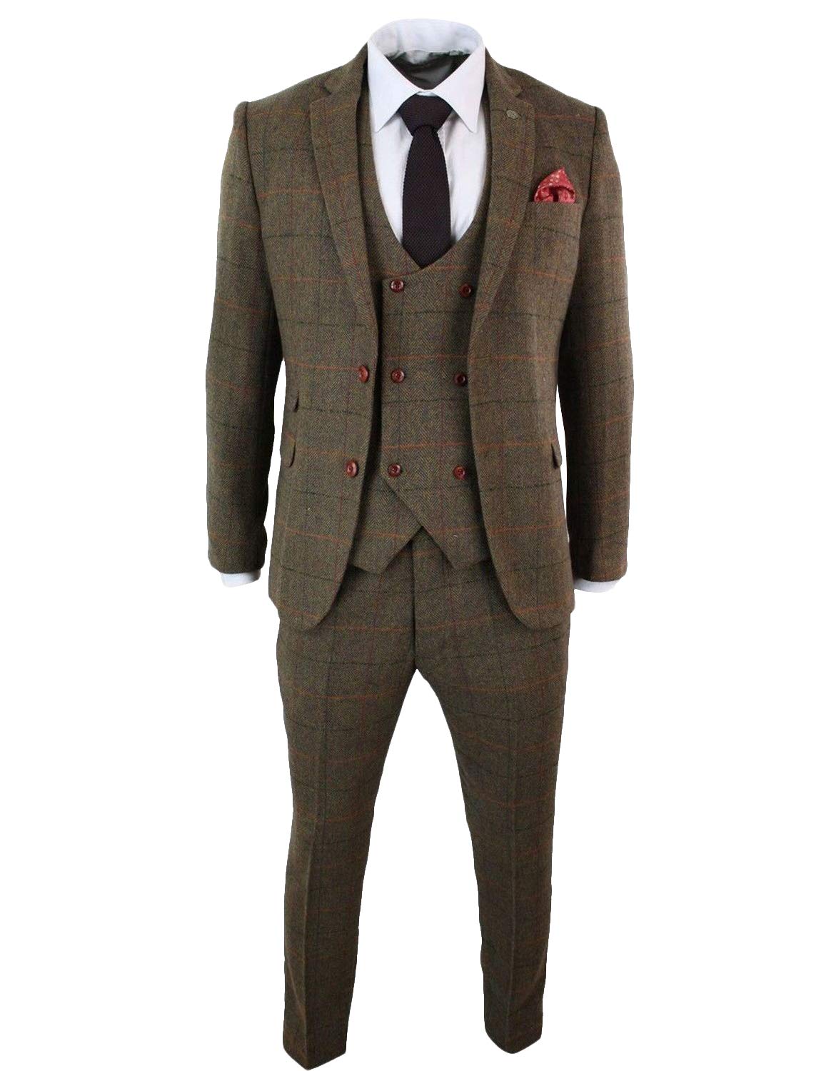 Stylish Men's Plaid Notch Lapel 3-Piece Suit Set - Jacket, Vest & Pants | Formal Business Attire, Wedding & Special Occasion Outfit