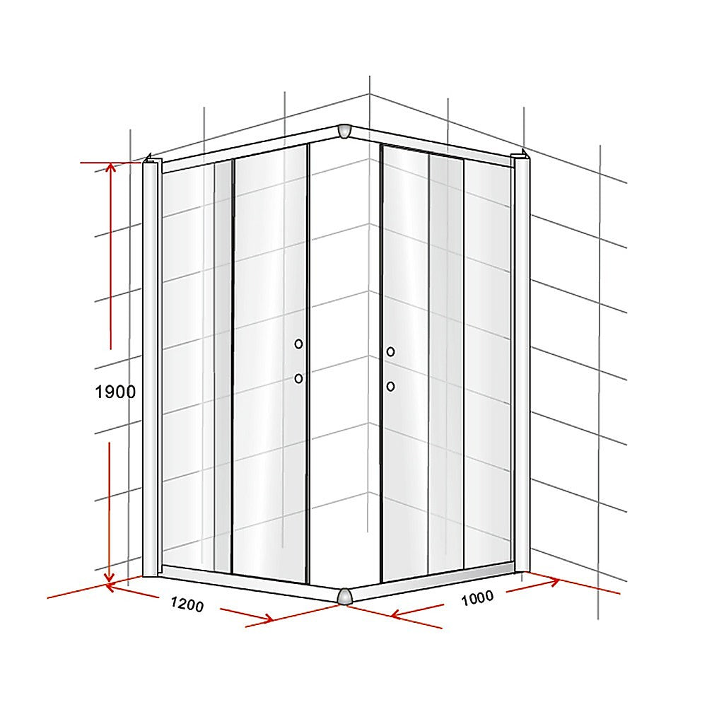 Della Francesca 1200 x 1000mm Sliding Door Shower Screen with Nano Safety Glass - Perfect for Modern Bathrooms & Spa-Like Showers