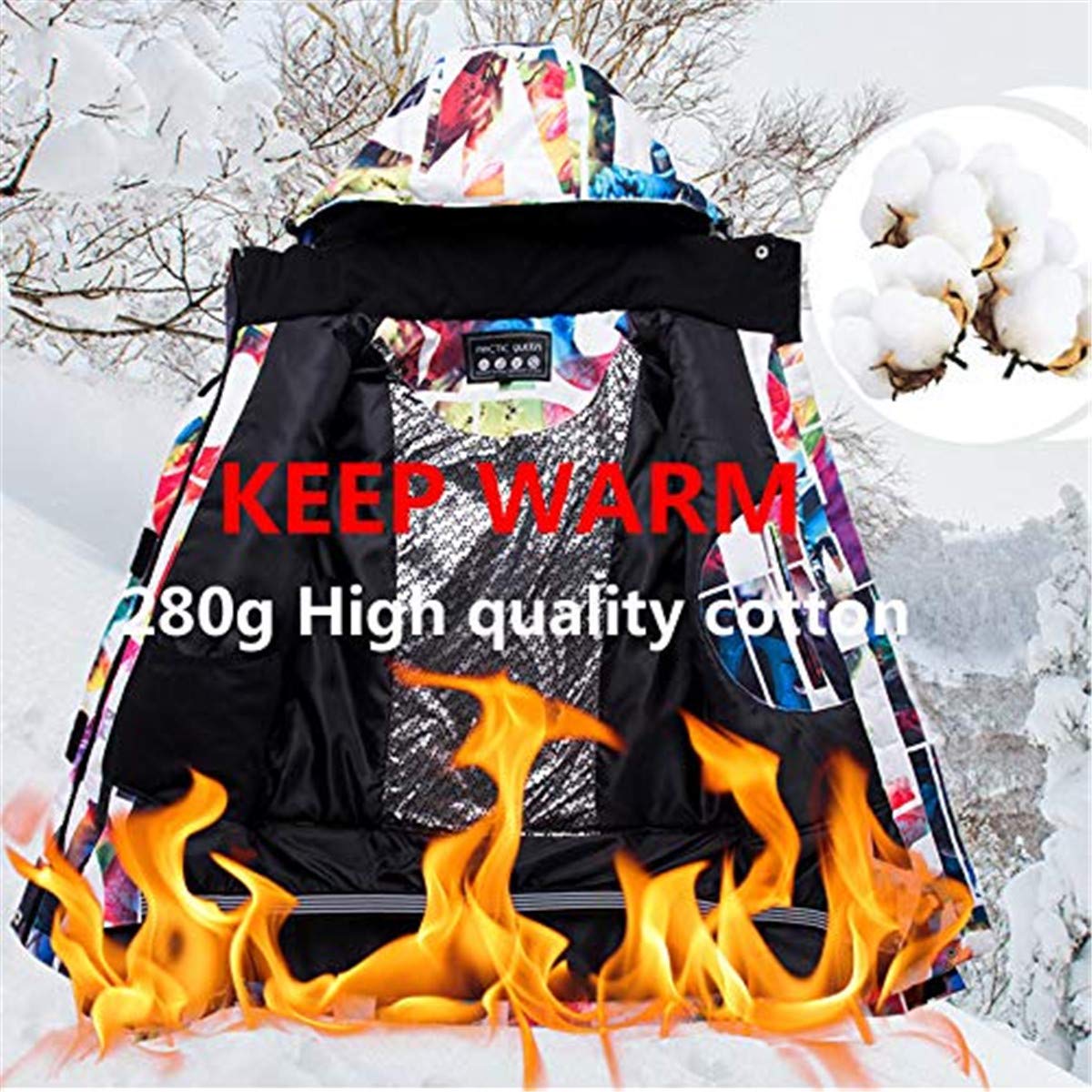 Women's Waterproof Ski Bib Suit Jacket & Pants Set - Colorful Printed Snowboard Outfit for Winter Sports | Warm & Stylish Skiing, Snowboarding & Outdoor Activities