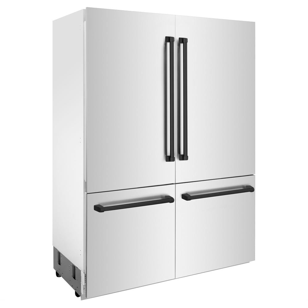 ZLINE Autograph Edition 60-Inch French Door Built-In Refrigerator - 32.2 cu ft Bottom Freezer, Stainless Steel with Matte Black Accents, Water Dispenser & Ice Maker | Perfect for Modern Kitchens, Open-Concept Homes & Luxury Appliances Collection (Model RBIVZ 304 60 MB)