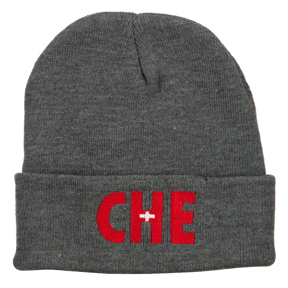Swiss Che Flag Embroidered Long Beanie - Warm Winter Hat for Men & Women - Perfect for Skiing, Snowboarding & Outdoor Activities