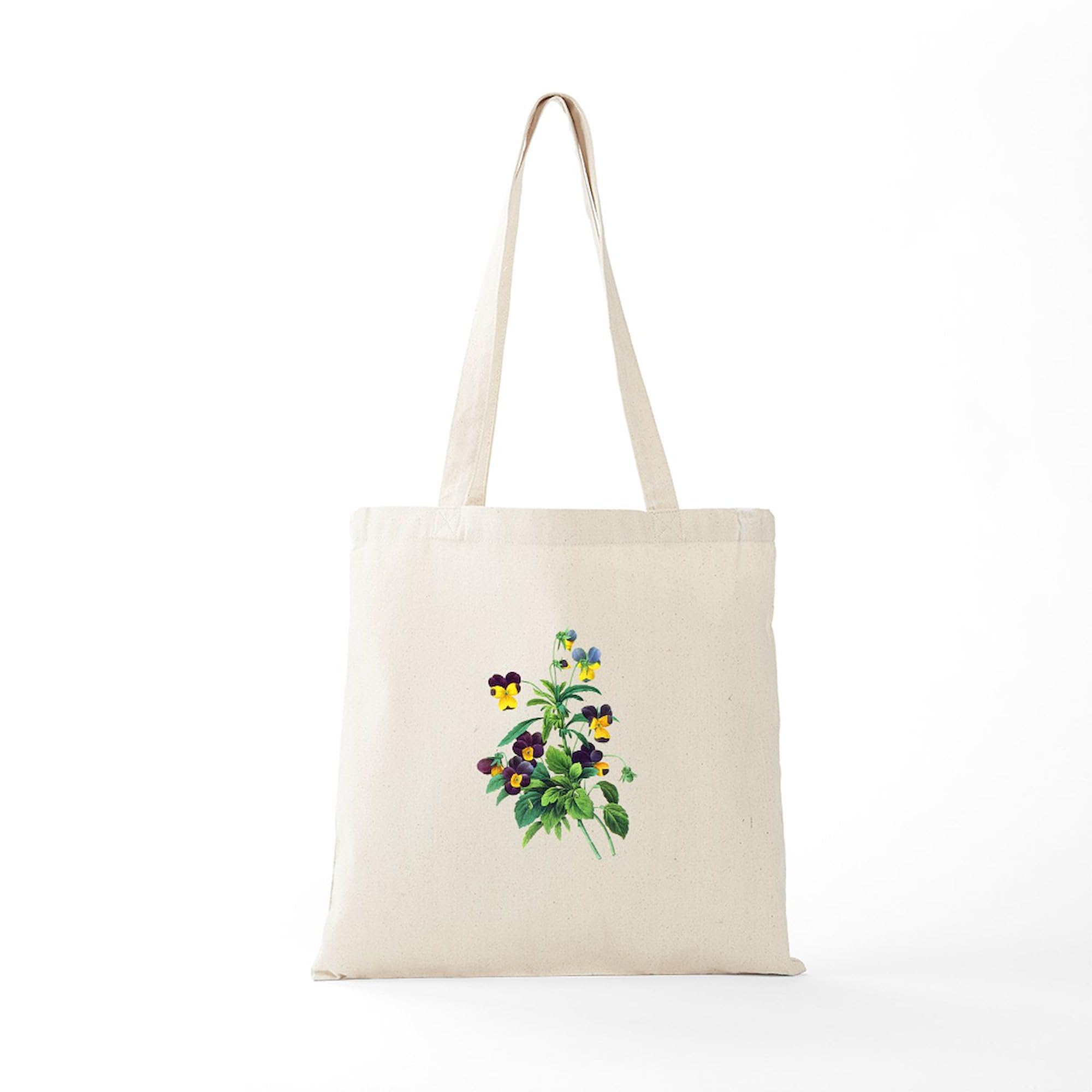 Pierre Joseph Redoute Botanical Canvas Tote Bag - Natural Reusable Shopping Bag for Groceries, Beach & Farmers Market | Eco-Friendly Cotton Tote with Floral Design