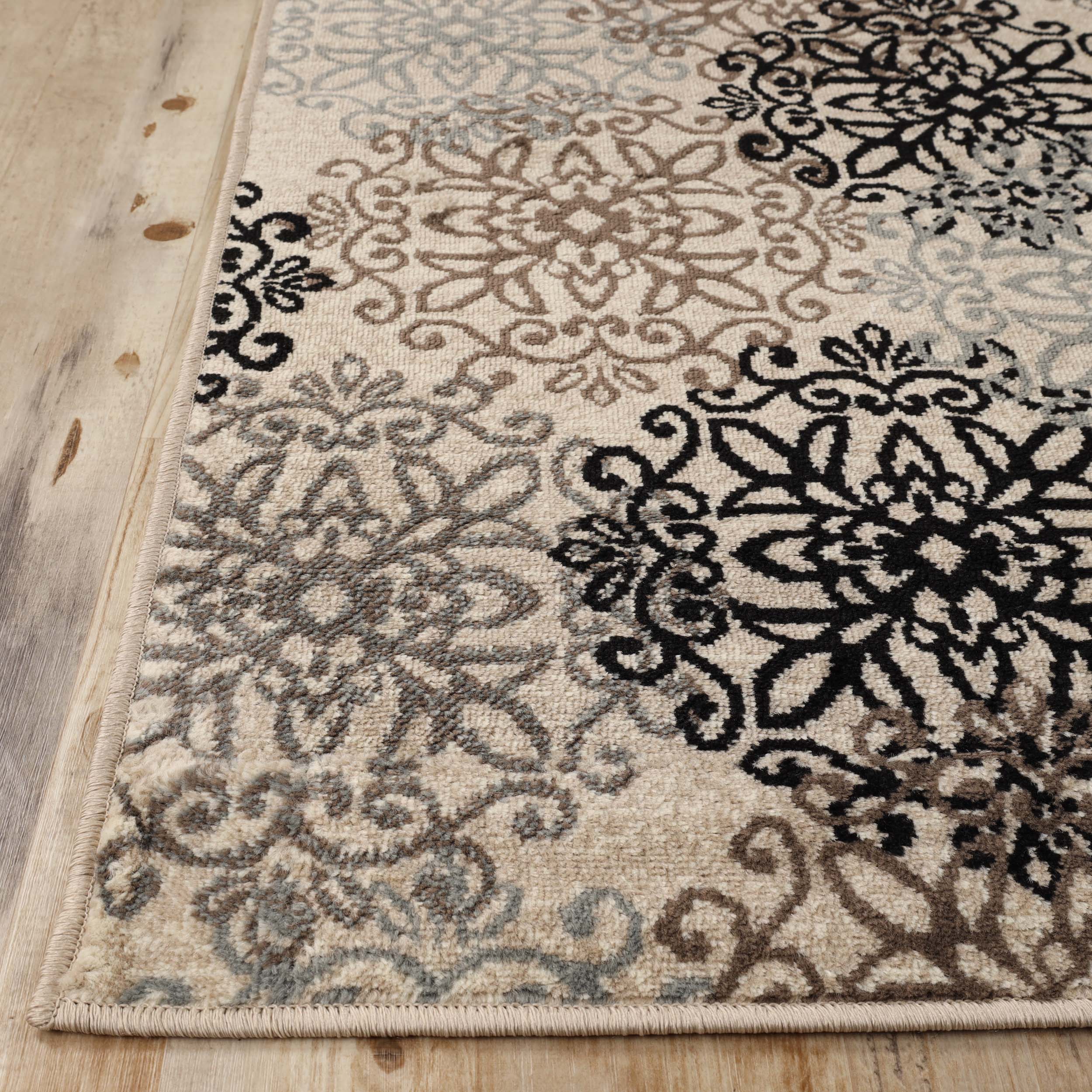 Leigh Traditional Floral Scroll Indoor Area Rugs & Runner Rugs - Non-Slip Soft Living Room Bedroom Decor Carpet