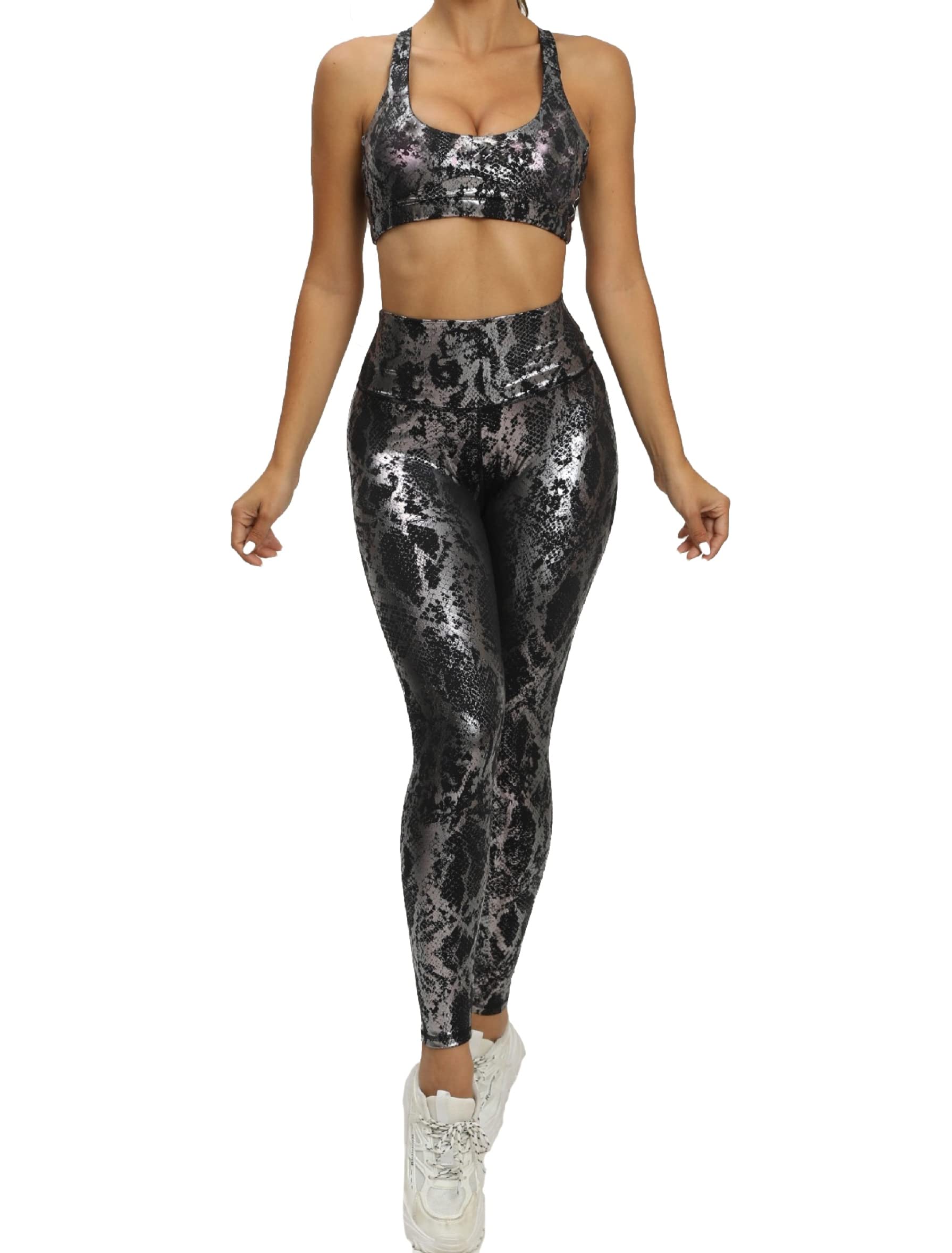 Women's 2-Piece Workout Set - Seamless Yoga Sports Bra & High-Waist Leggings for Gym, Running & Fitness | Comfortable Activewear for Yoga, Pilates & Home Workouts