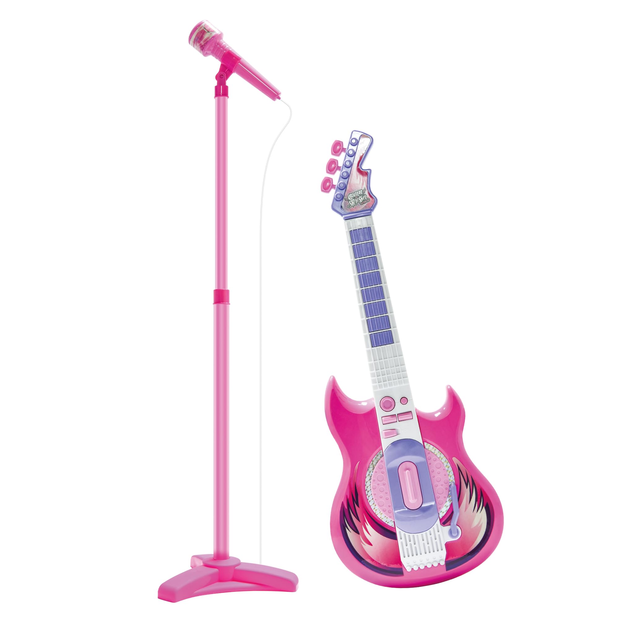 Contixo TG4 Kids Musical Guitar and Microphone Set - Adjustable Height Karaoke Toy with Stand for Boys & Girls (Purple) | Perfect Christmas Birthday Gift for Toddlers | Home Entertainment & Party Fun