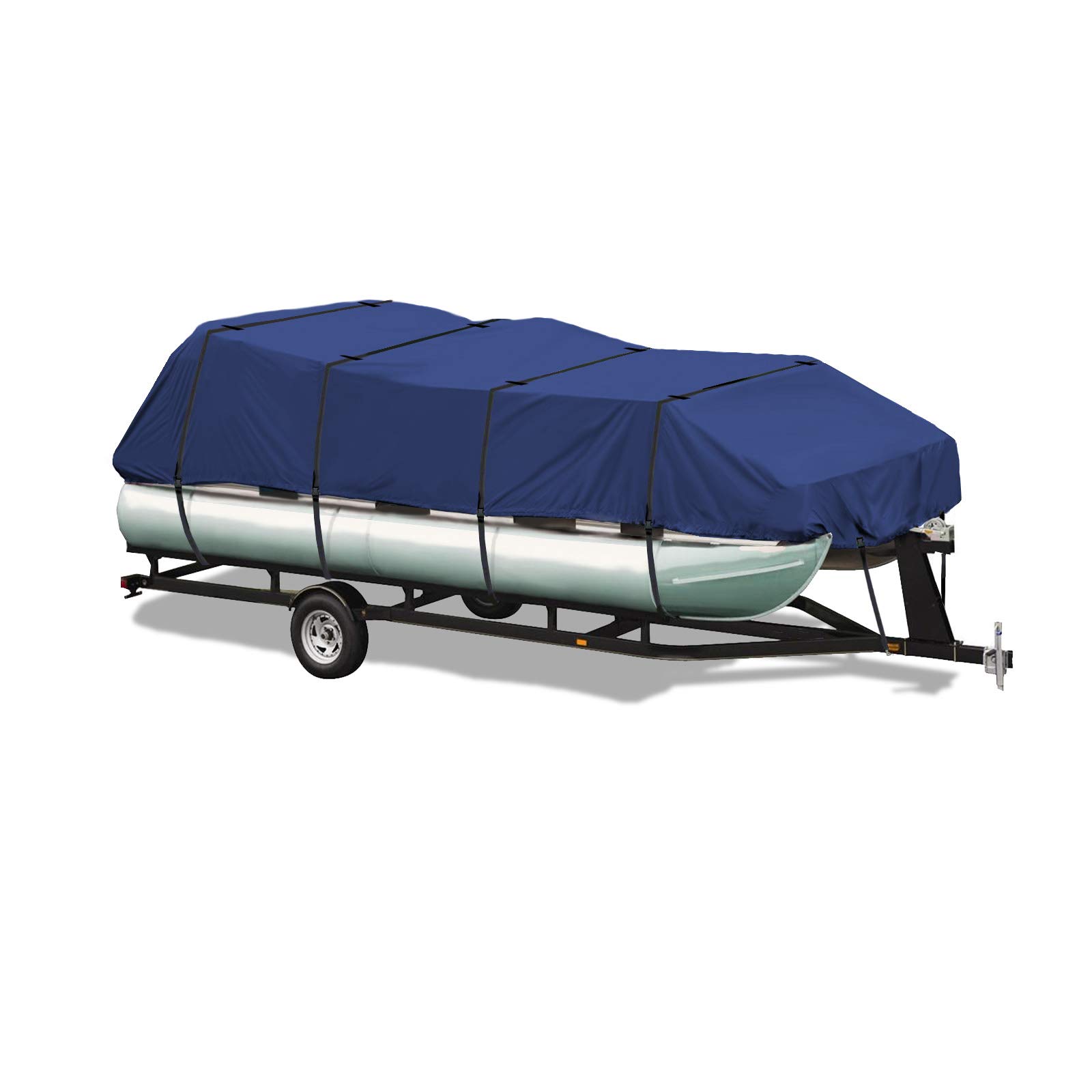 Heavy Duty 600D Polyester Waterproof Pontoon Boat Cover - Marine Grade Trailerable Deck Cover for 25-28ft Boats (Up to 105