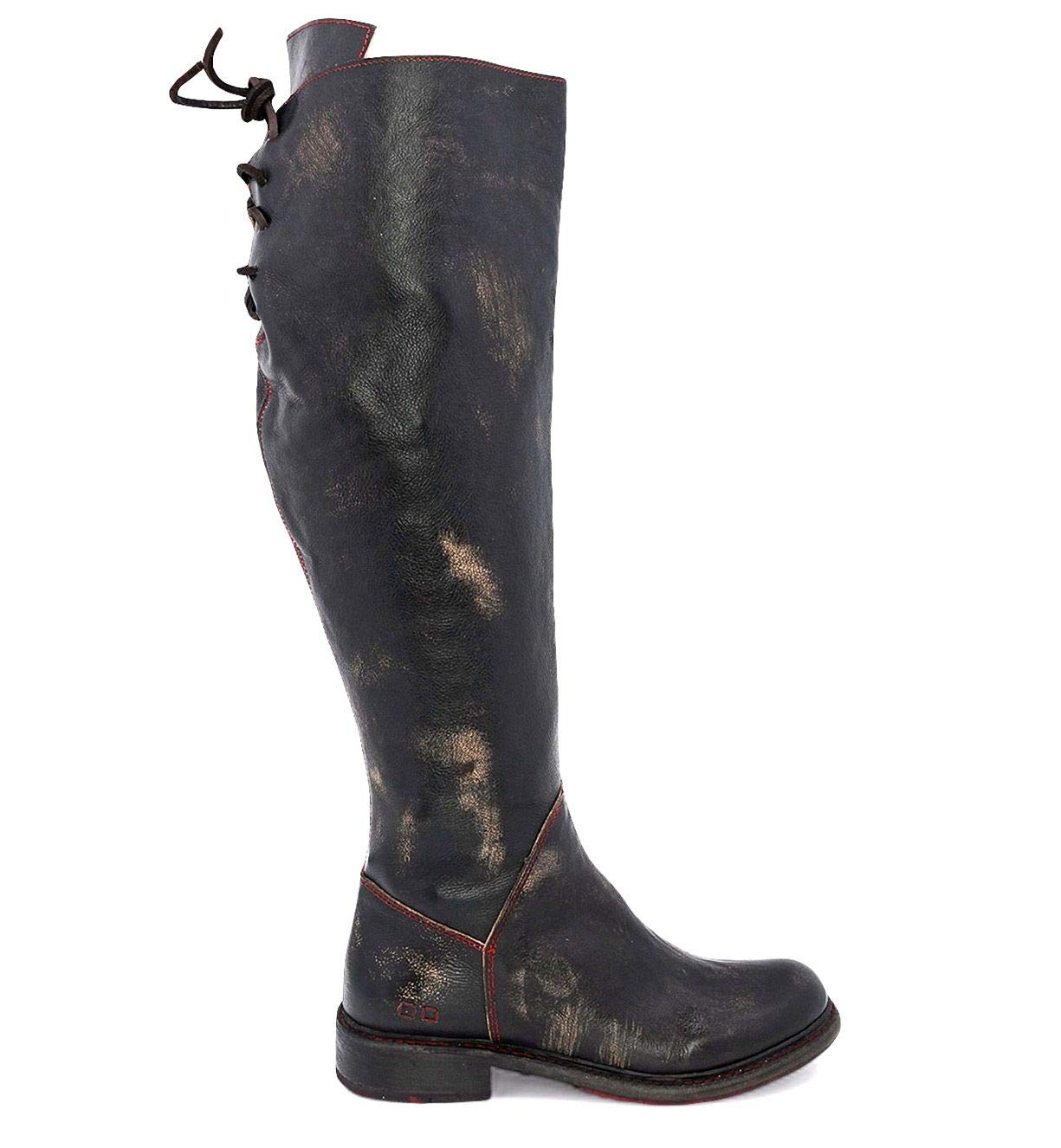 Bed|Stu Manchester Wide Calf Black Leather Boots for Women - Size 8 M - Comfortable & Stylish for Casual Wear, Work & Outdoor Activities