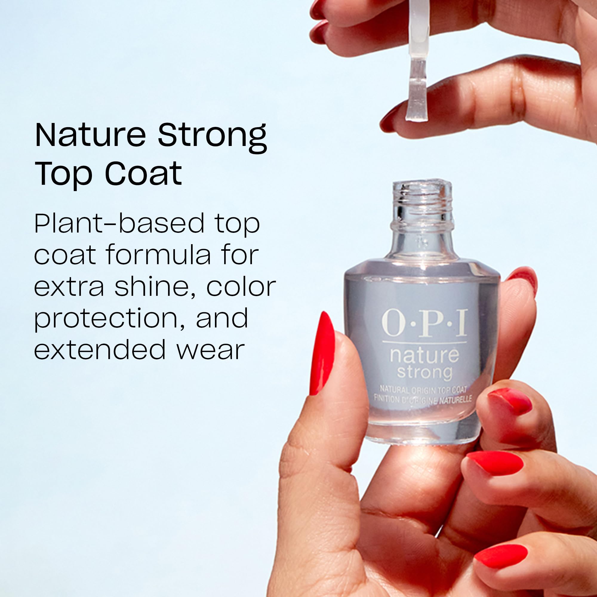 OPI Nature Strong Natural Origin Nail Polish - Clear Gel-Like Vegan Base & Top Coat | Plant-Based, Cruelty-Free, Eco-Friendly Formula | Perfect for Manicures, Pedicures & At-Home Nail Care