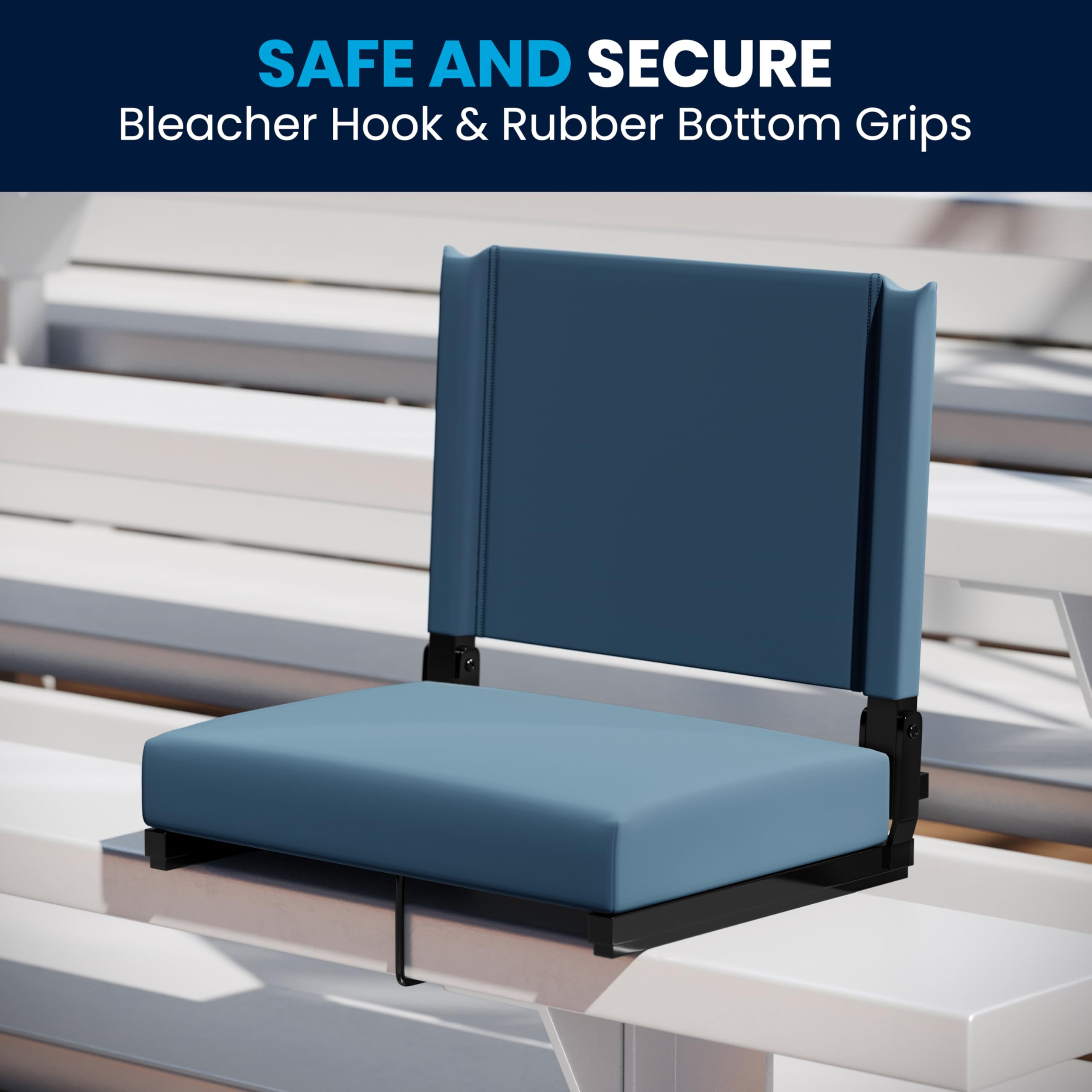 Flash Furniture Grandstand Portable Stadium Seat - Foldable Padded Bleacher Chair with Carry Handle, 500 lb Capacity (Teal) - Perfect for Sports Games, Concerts & Outdoor Events