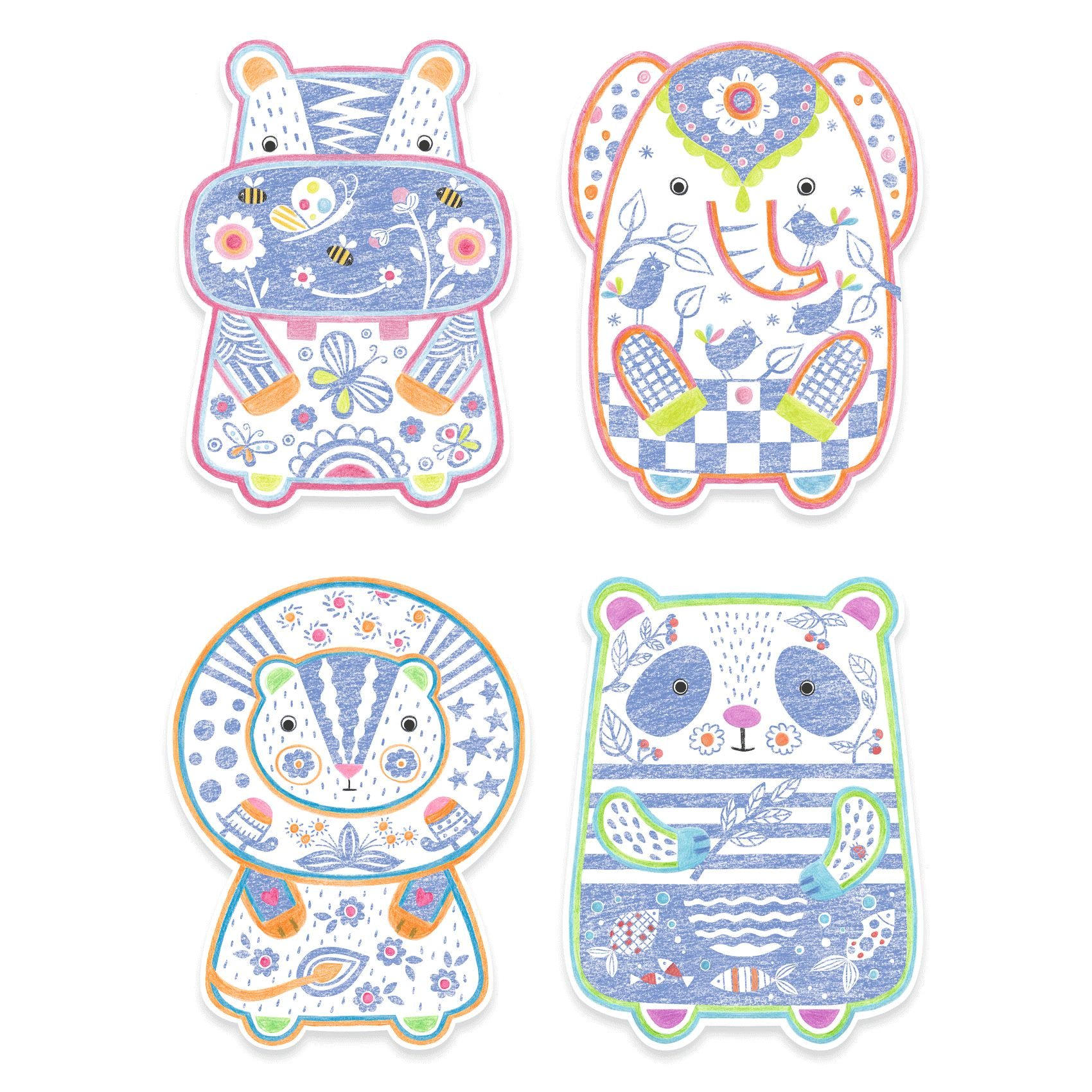 Wild Animals Color Reveal Art Set by Djeco - Fun & Educational Activity for Kids, Perfect for Birthday Gifts & Creative Playtime