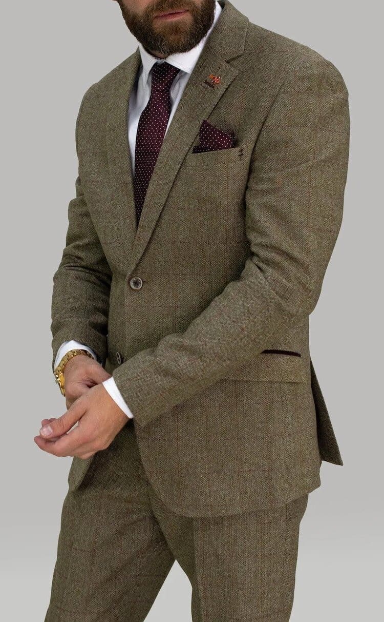 Cavani Gaston Sage Men's 3 Piece Suit - Premium Slim Fit Business Suit for Weddings, Interviews & Formal Events