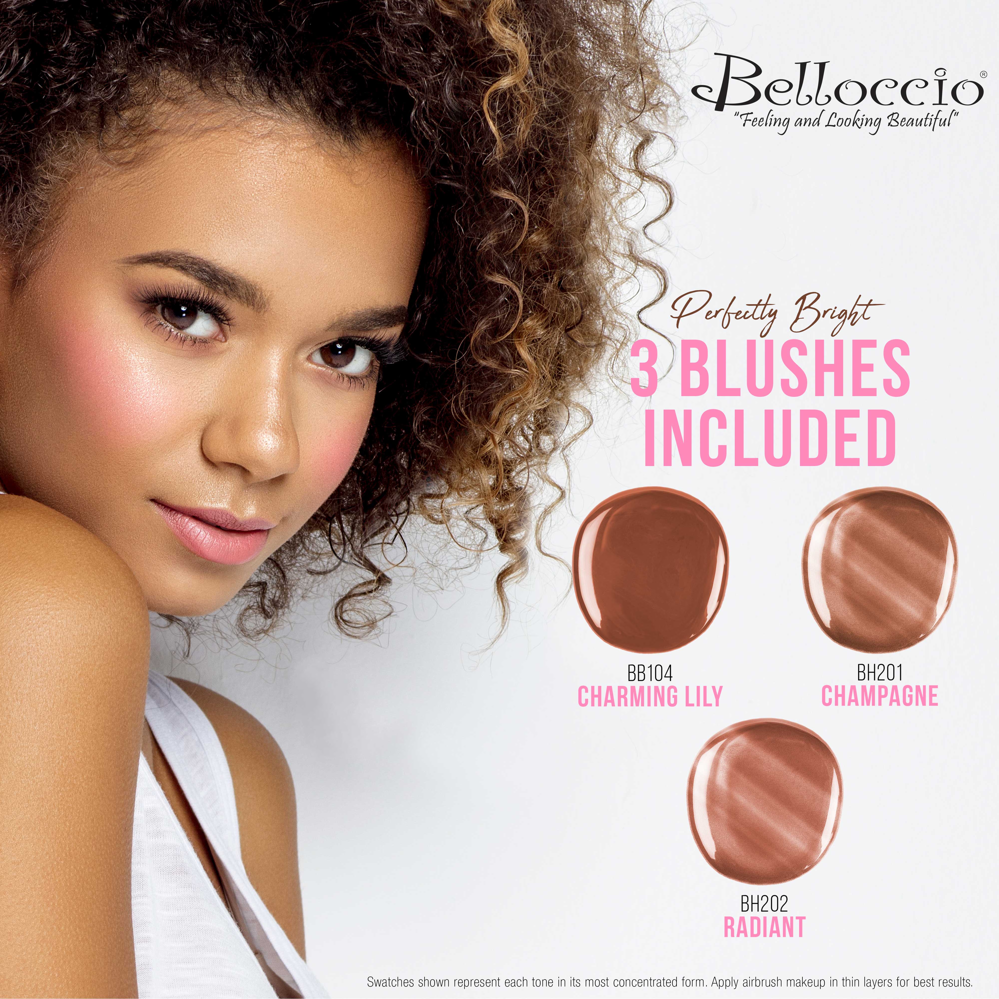 Belloccio Professional Airbrush Makeup Kit - 4 Medium Shade Foundations (1/2 oz Bottles) for Flawless Face Makeup | Perfect for Bridal, Photography & Special Occasion Makeup