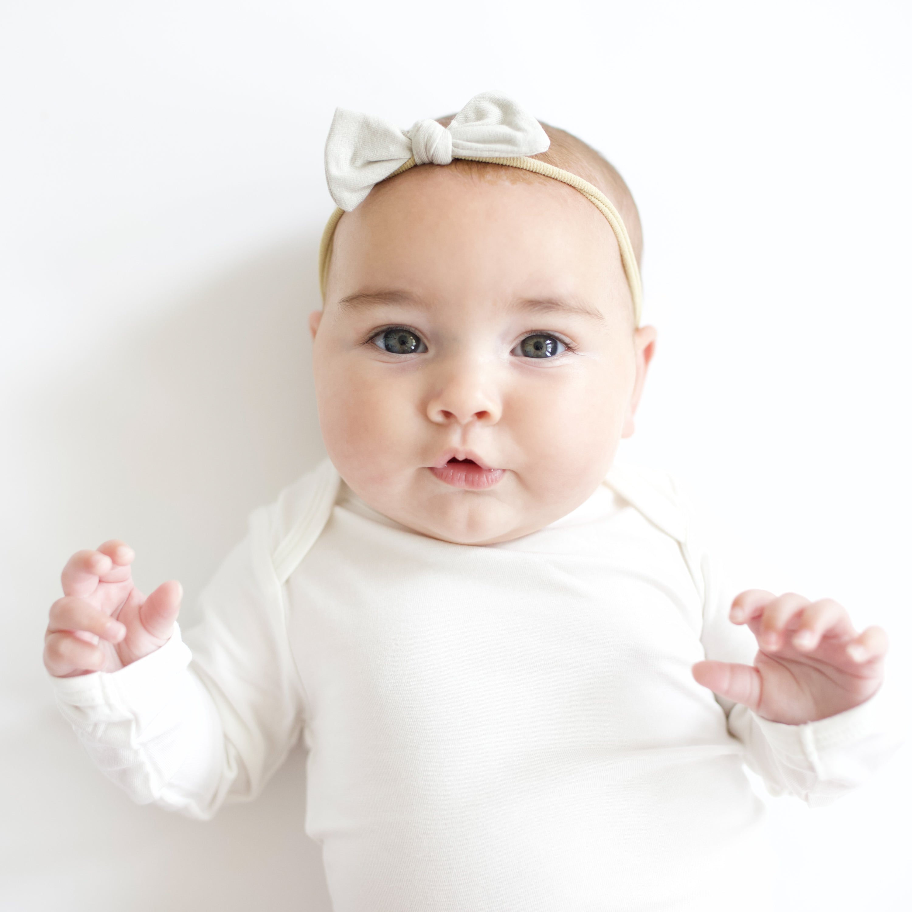 Tiny Nylon Bow in Oat - Mini Hair Accessory for Girls, Baby Headbands & Party Decor - Perfect for Weddings, Birthdays & Photo Shoots