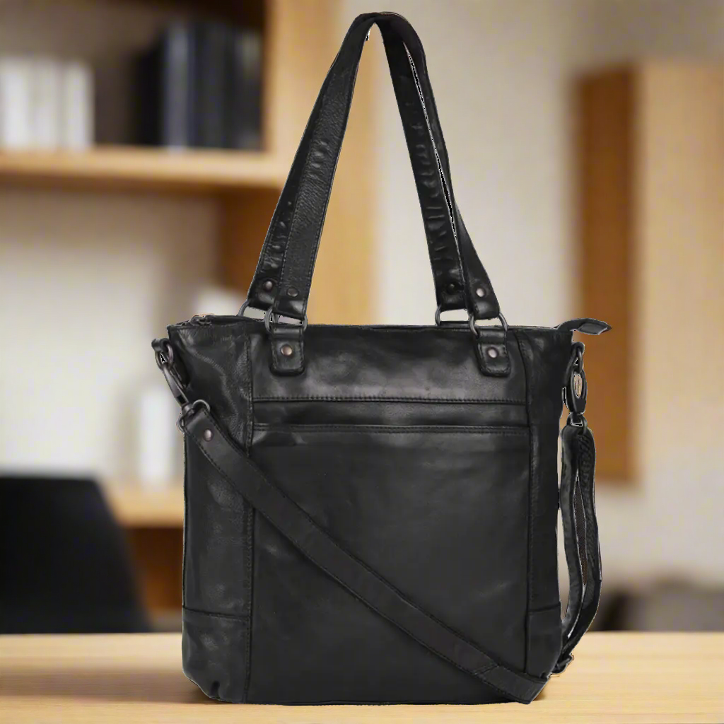 MET Two Handled Leather Sack Handbag - Premium Genuine Leather Tote Bag for Women, Fashionable Crossbody Purse with Dual Handles - Perfect for Work, Travel & Everyday Use